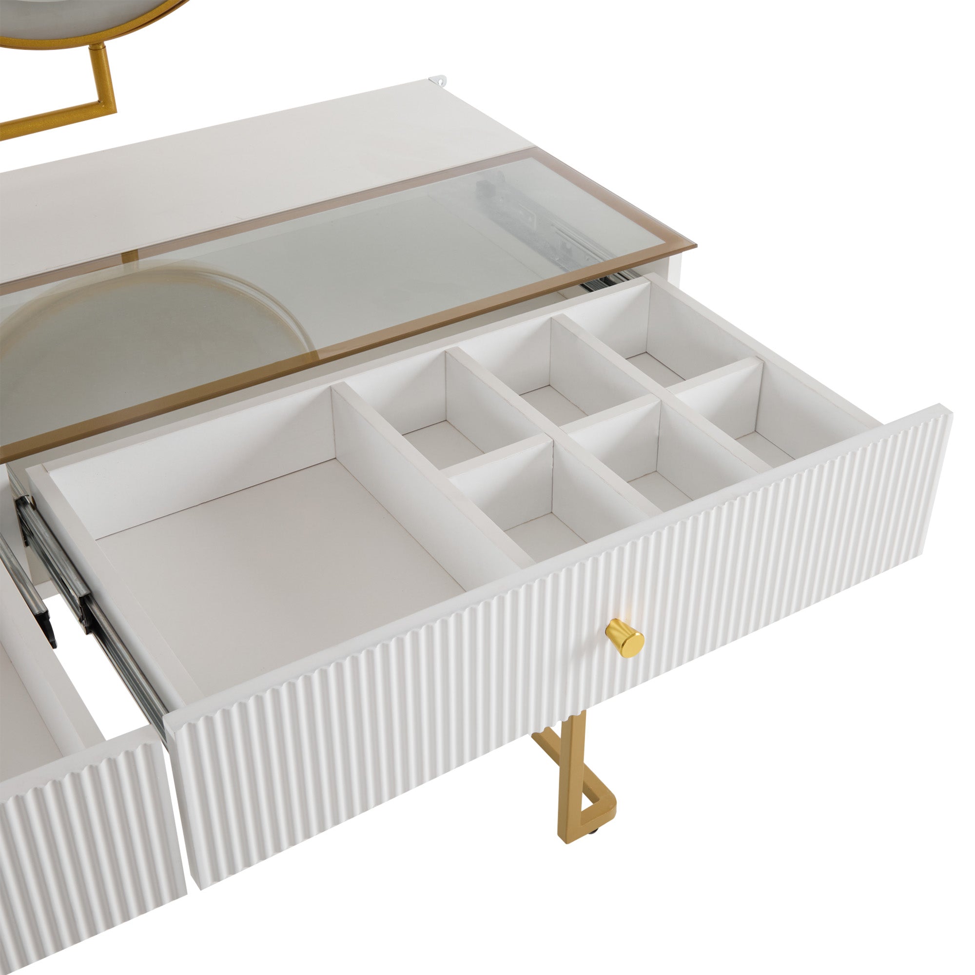Logidon Kaptafelset met LED-spiegelglasblad Wit 120x45x115