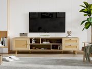 Logidon Premium 160 cm rotan TV-meubel eiken met kabelmanagement