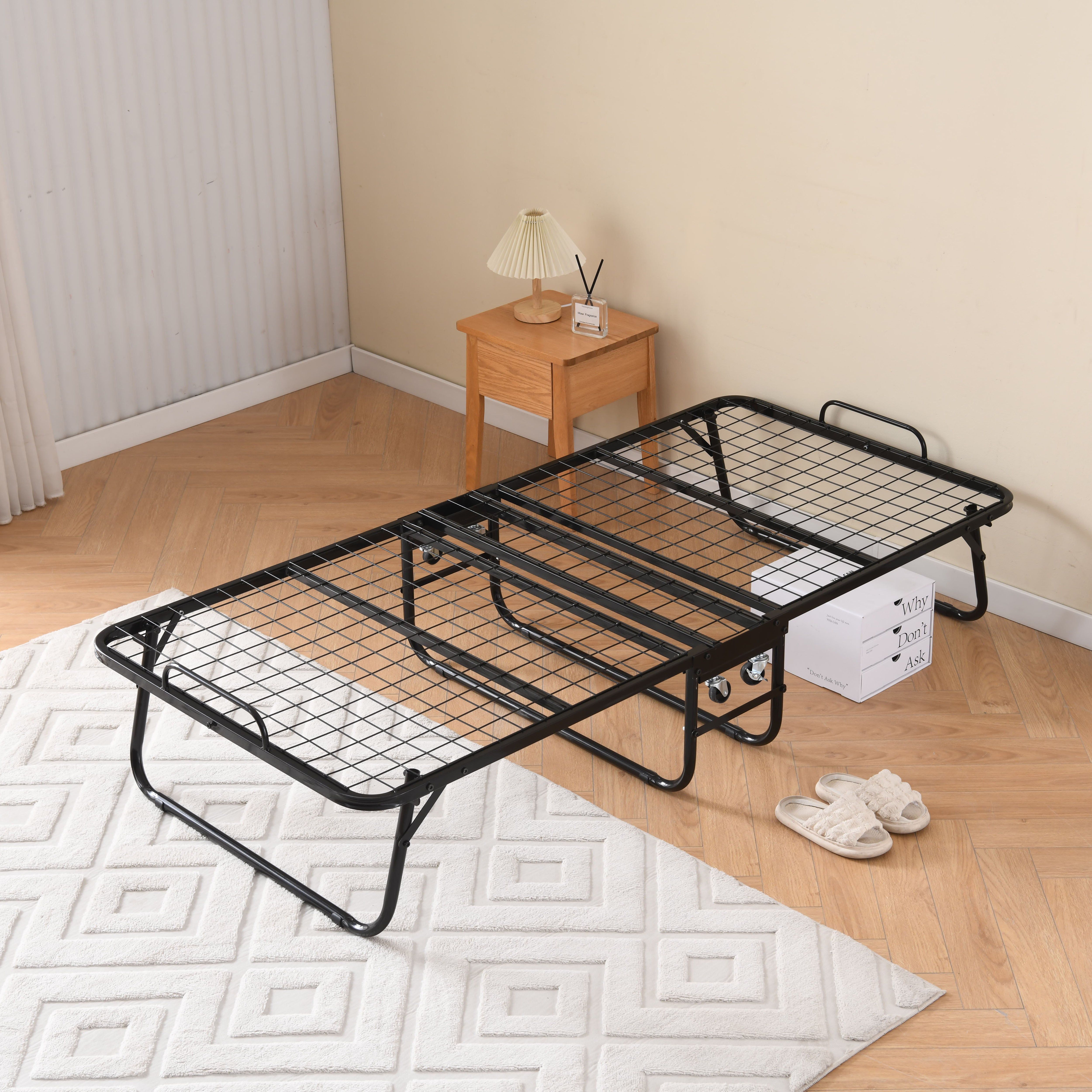 Logidon opklapbed 90x190 cm met 10 cm traagschuimmatras zwart 4 wielen