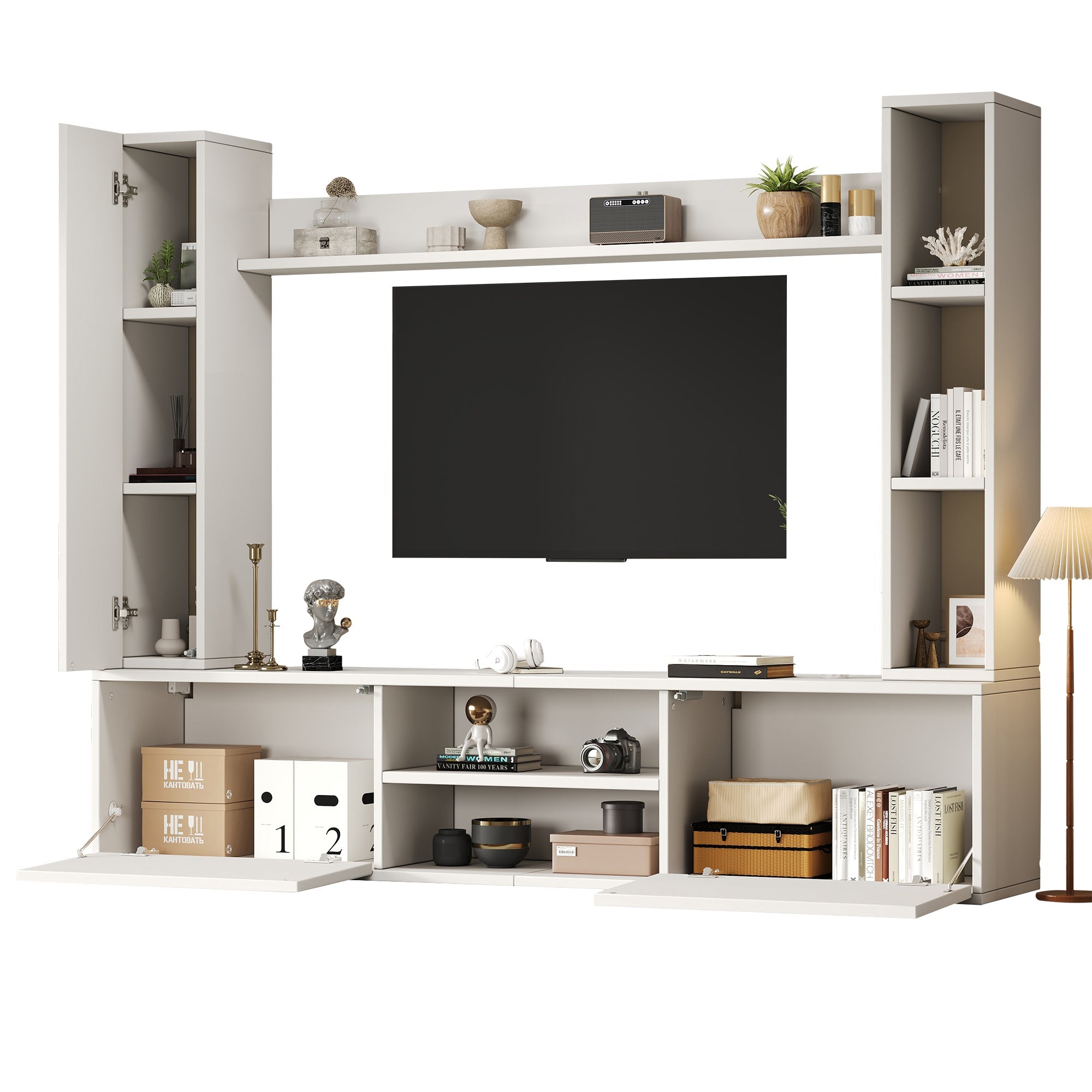 Logidon TV wandmeubel wit 180x35x33,5 cm compleet 4 delen