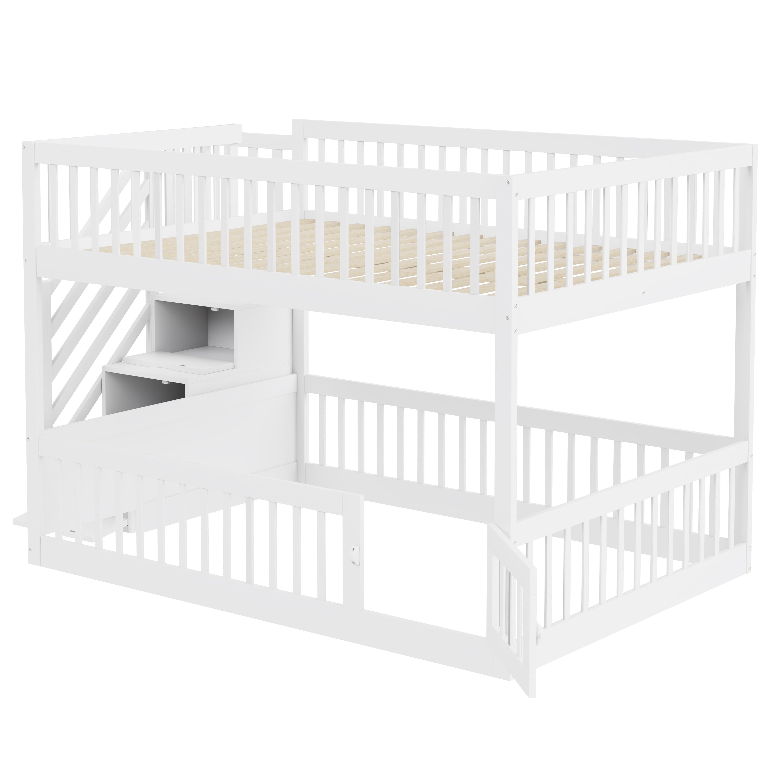 Logidon stapelbed 140x200 met trap en lades wit