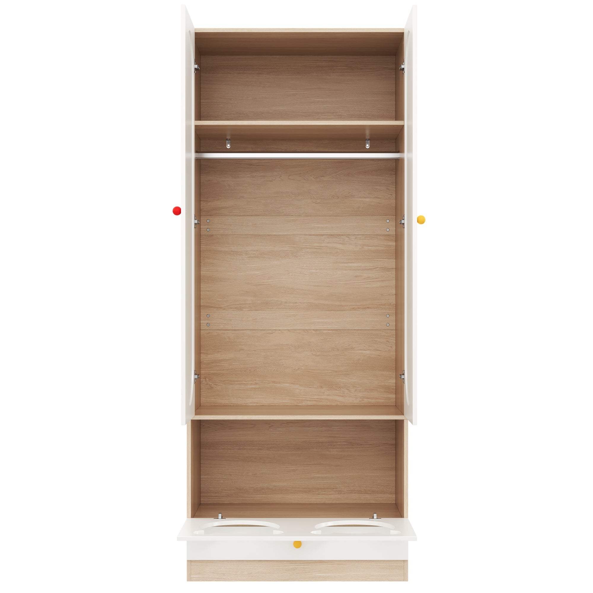 Logidon kinderkledingkast wit naturel hout met kattenmand 80x50x200cm