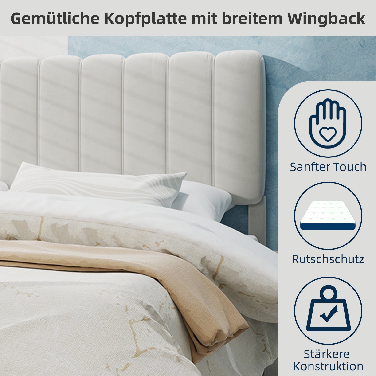 Logidon bedframe 160x200 beige platformbed Nederlandse fleece lattenbodem