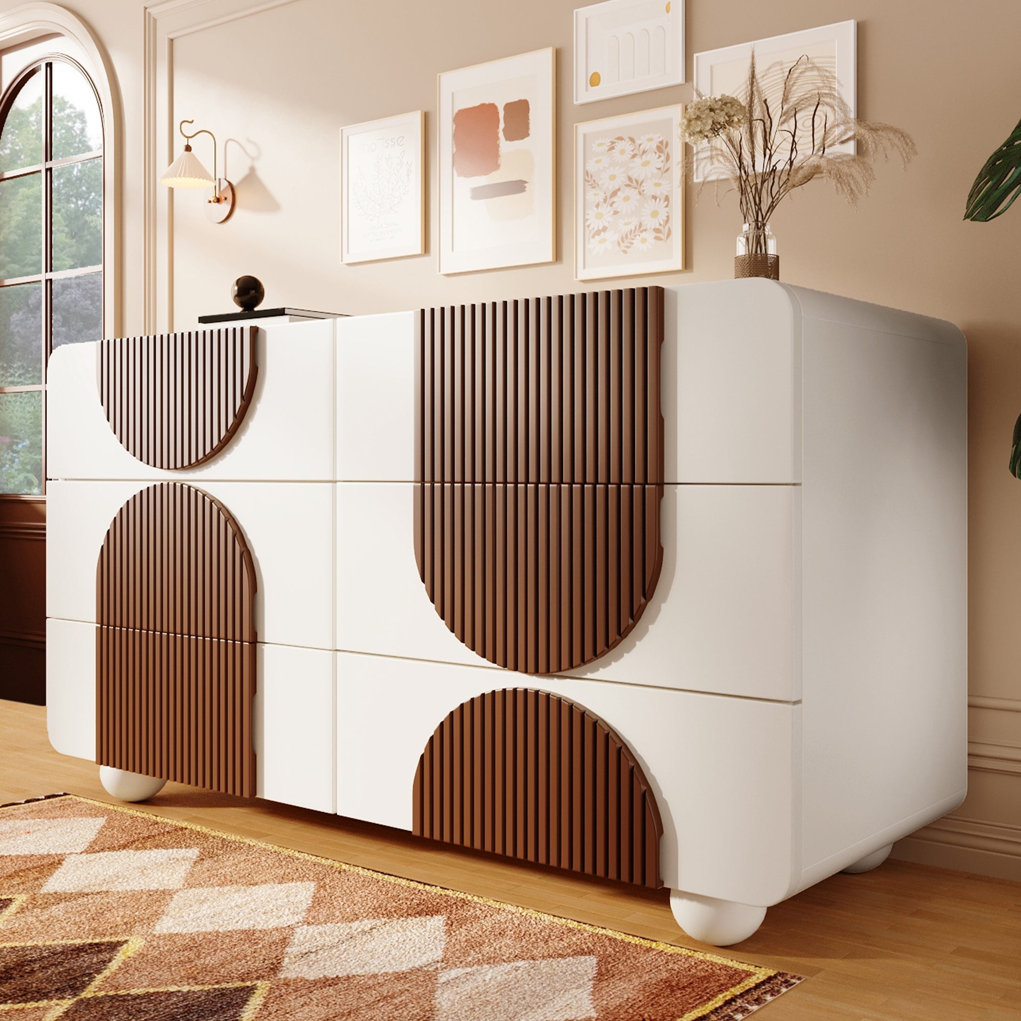 Logidon ladekast 6 lades wit bruin houten latten 121x71x41 cm