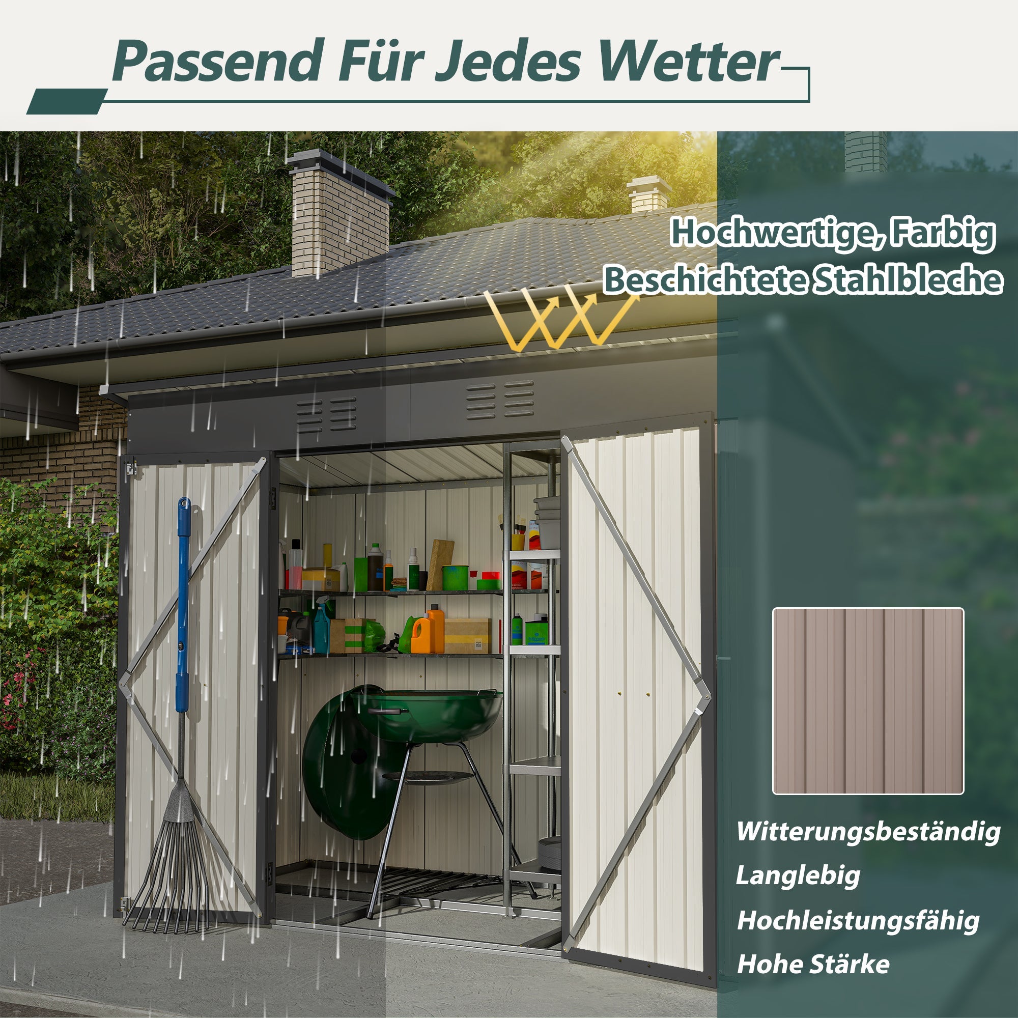 Logidon metalen tuinhuis 229x111x182 cm inclusief fundering bruin