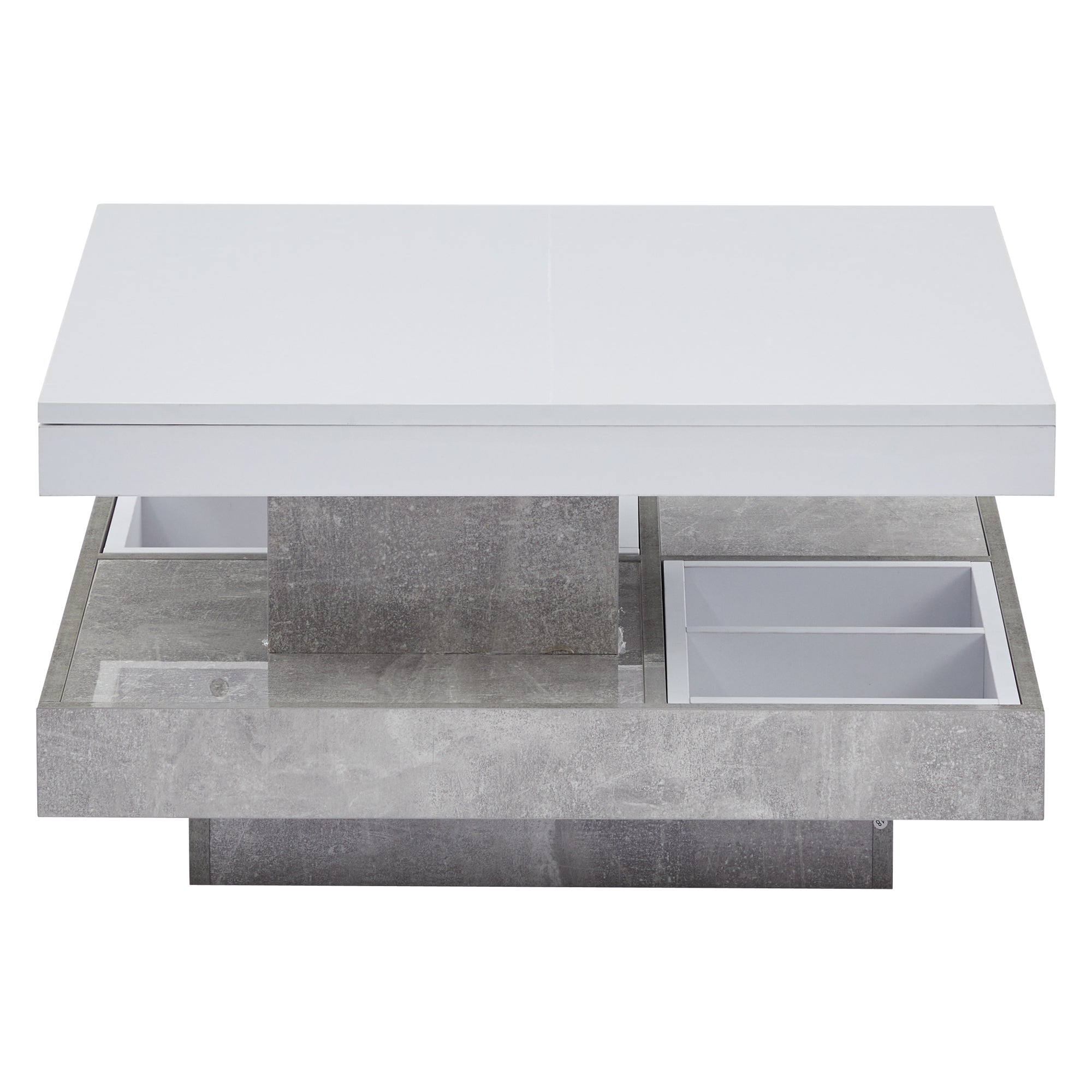Logidon 360 graden draaibare salontafel 70x70x36 cm wit hoogglans