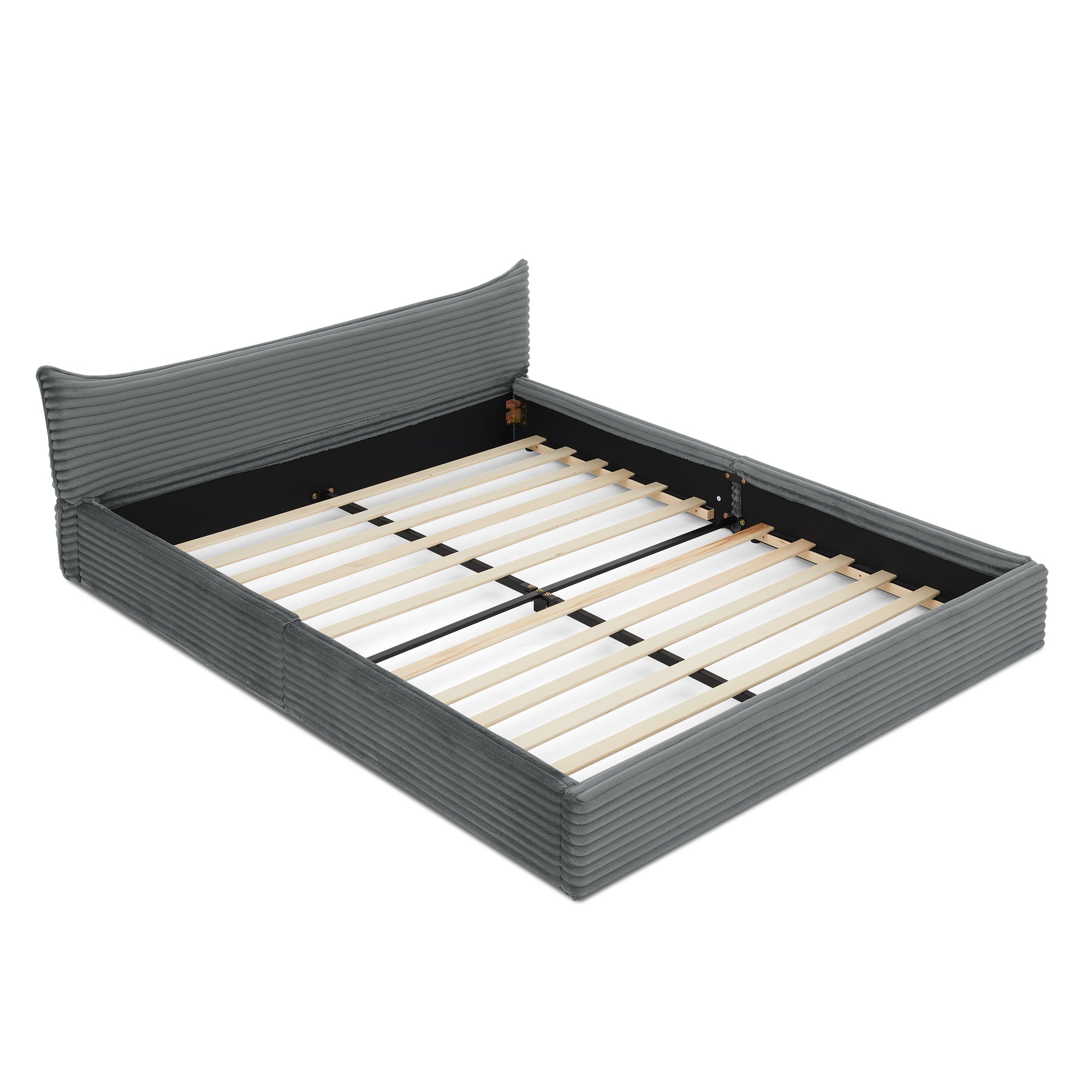 Logidon tweepersoonsbed 160x200 cm Donkergrijze chenille bekleding