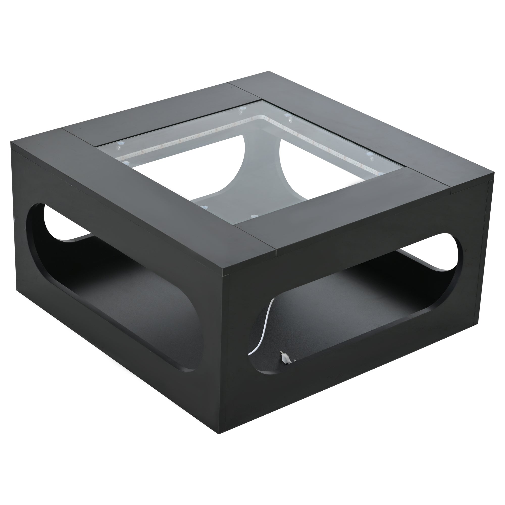 Logidon LED salontafel 70x70 cm vierkant zwart MDF glasblad