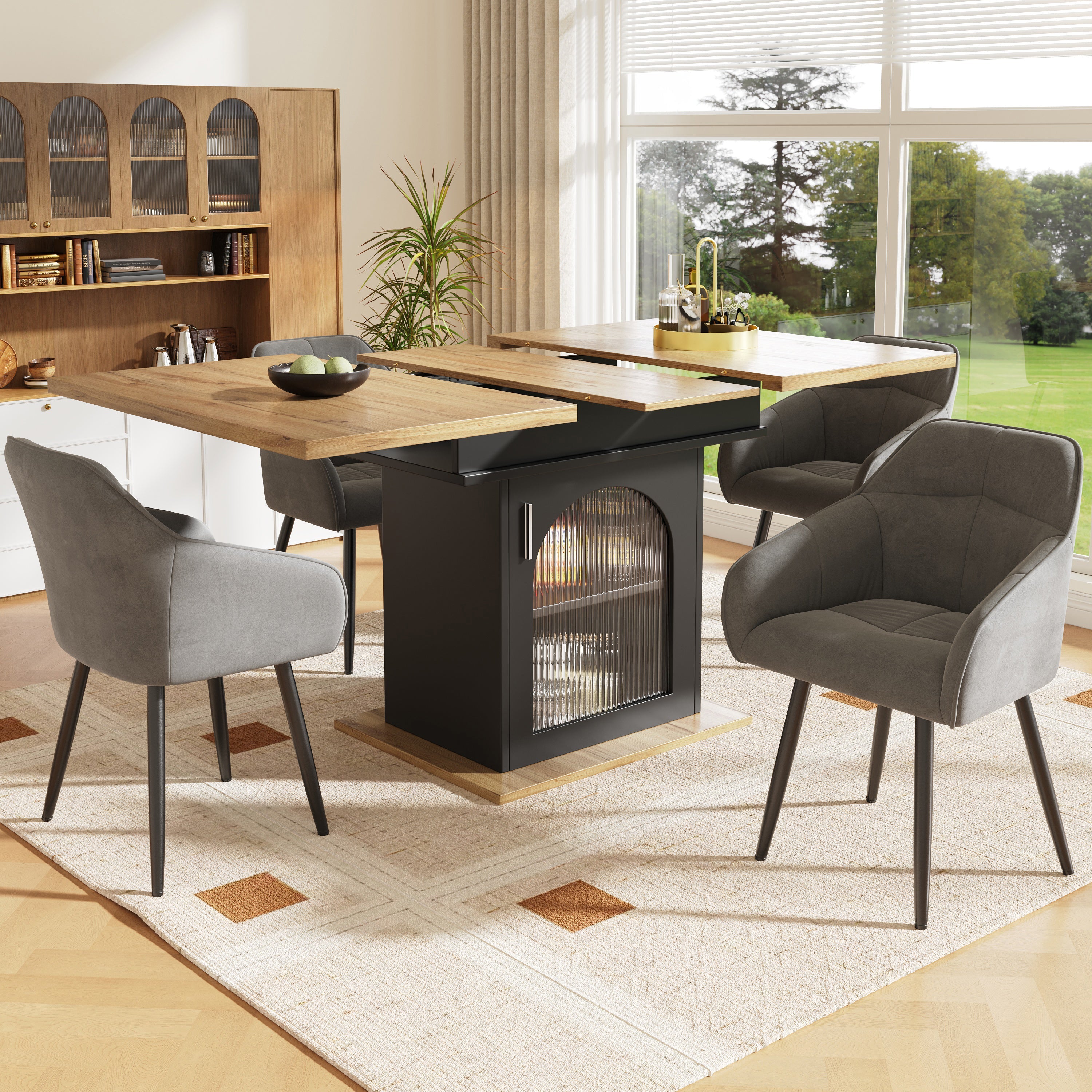 Logidon eettafel telescopische tafel 140×80 cm met drie opbergniveaus