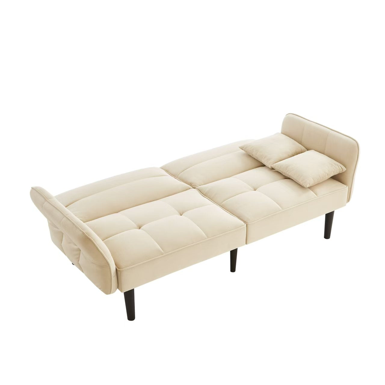 Logidon 2-in-1 slaapbank beige fluwelen hoes verstelbare tweezits