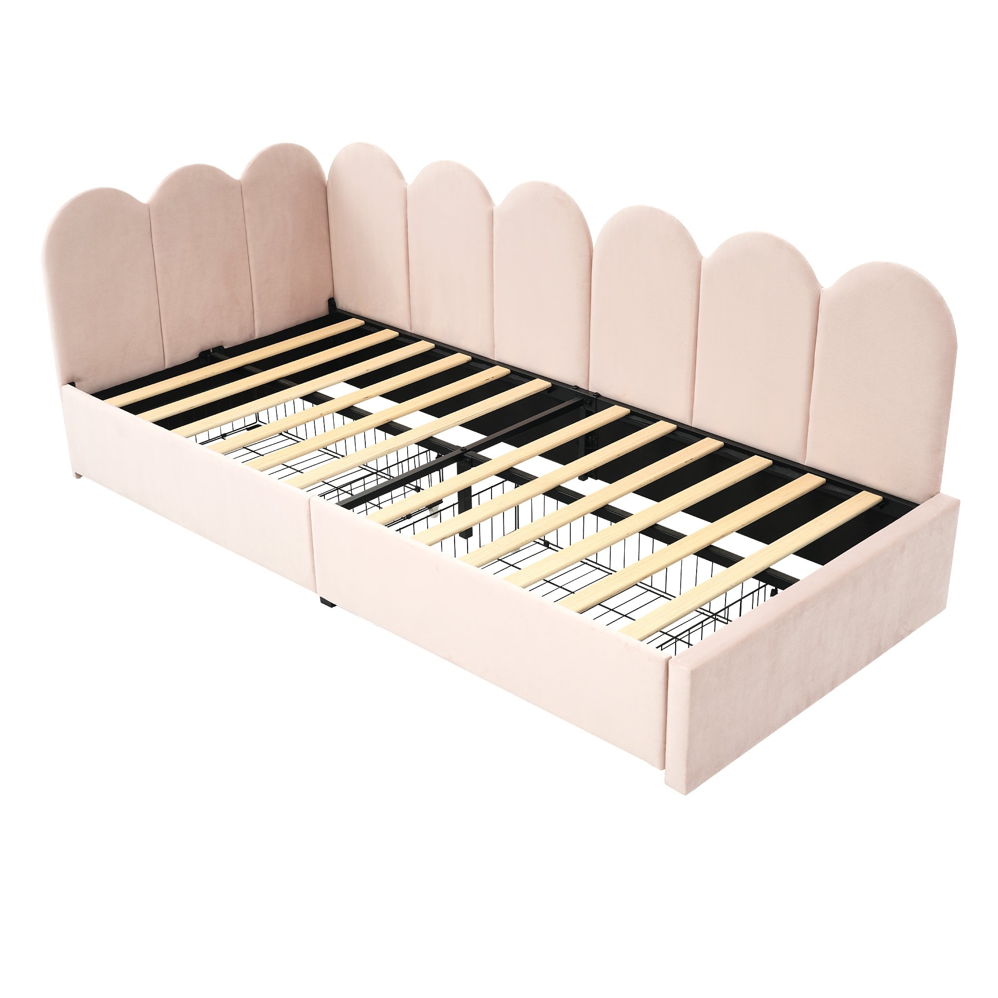 Logidon gestoffeerd bed 90x200 roze fluweel dagbed met lades