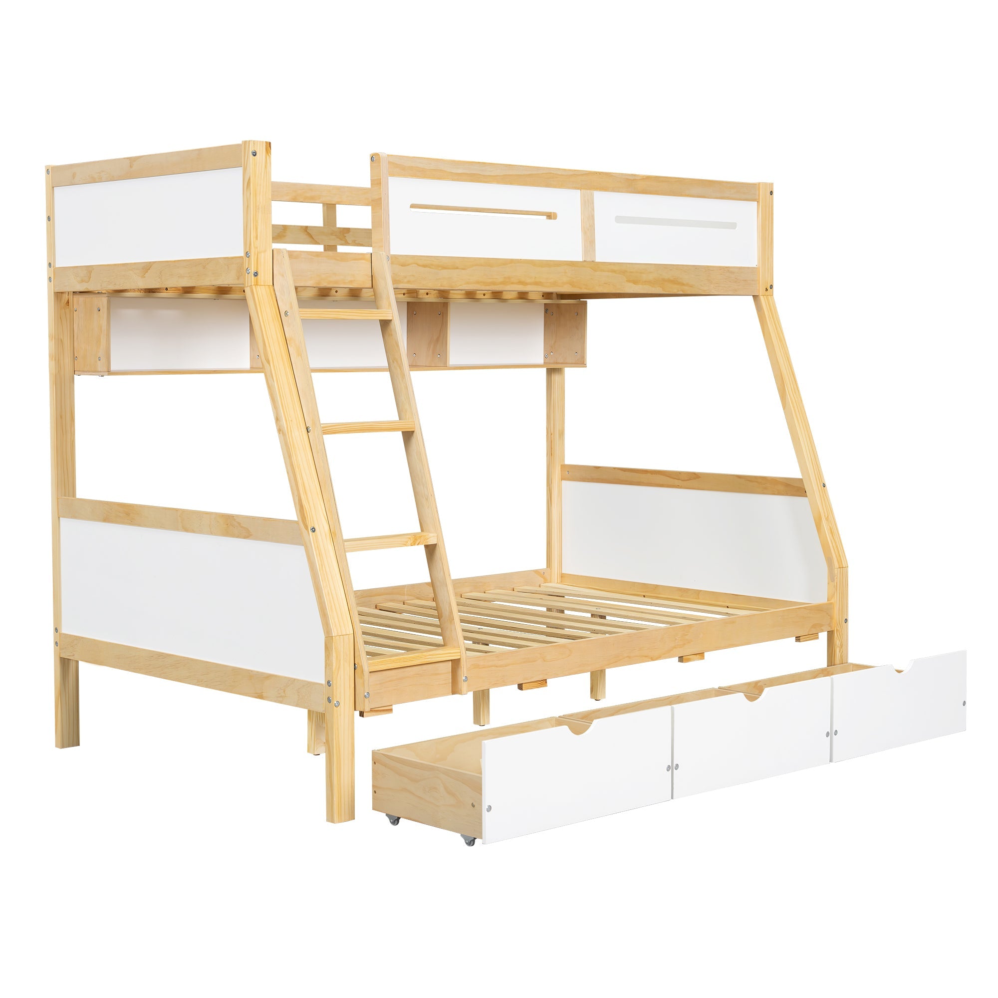 Logidon stapelbed met drie lades wit naturel 90x200 120x200