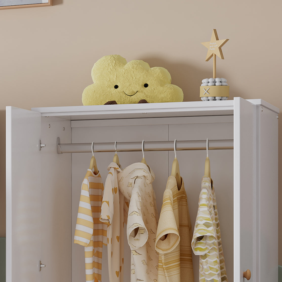 Logidon Small Wardrobe With Rod 2 Doors White MDF