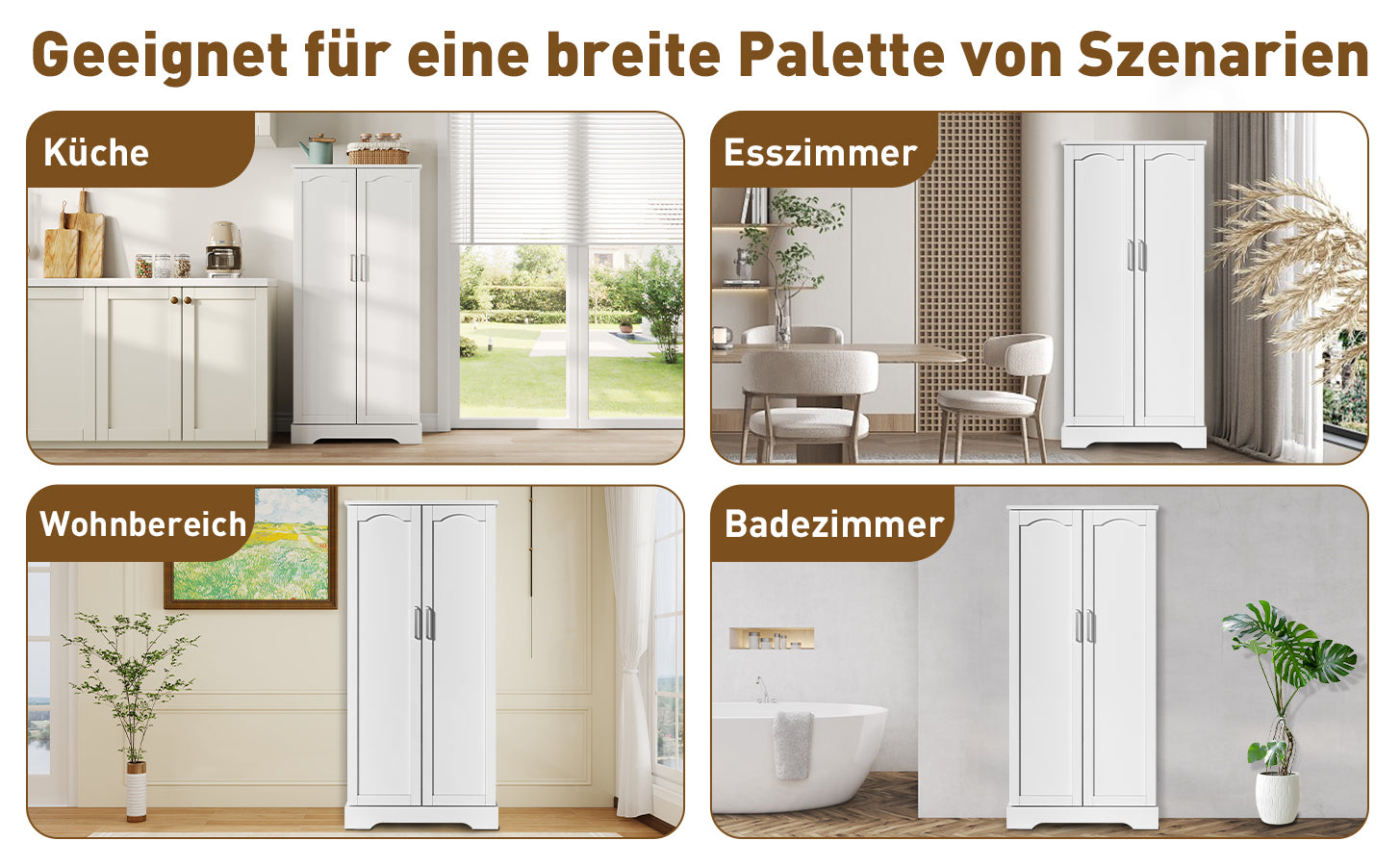 Logidon 60x35x128cm witte keukenkast LED-sensorlicht verstelbare planken