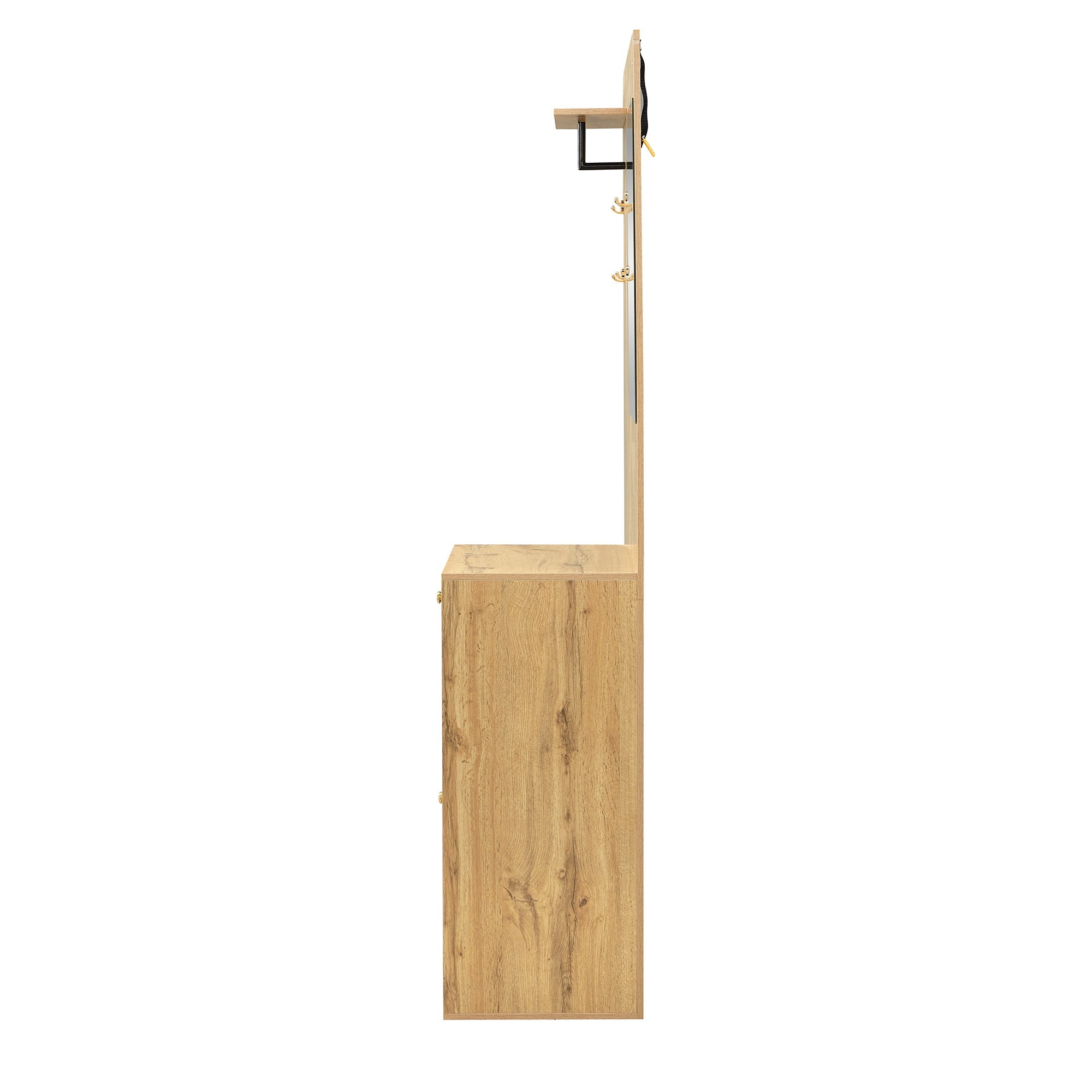 Logidon kledingkastset compacte kledingkast 110x185,5x37 cm natuurlijke MDF spiegel
