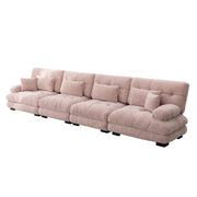 Logidon 4-zits modulaire hoekbank slaapbank roze chenille