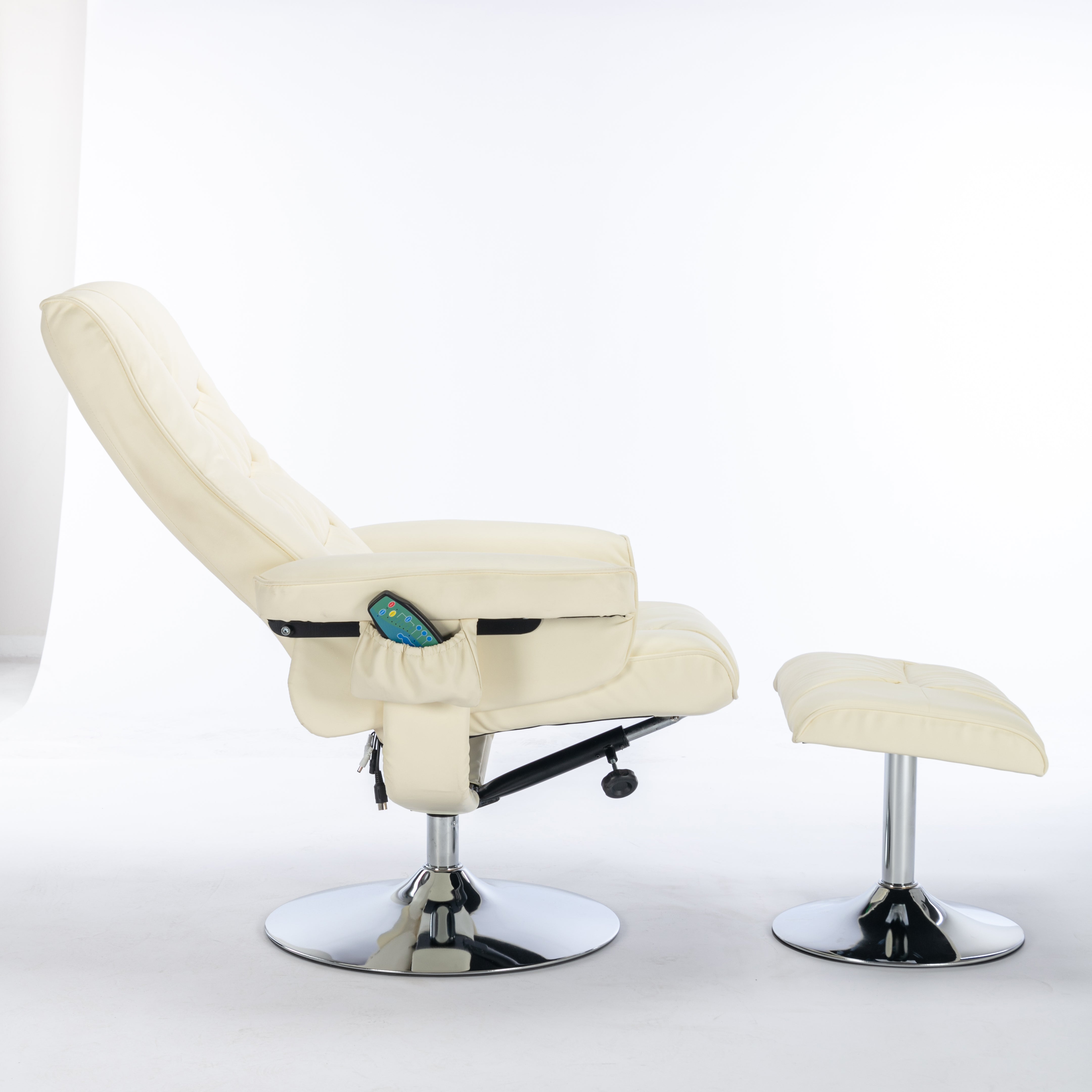 Logidon massagestoel met PU bekleding en voetenbank beige 5-punts massage