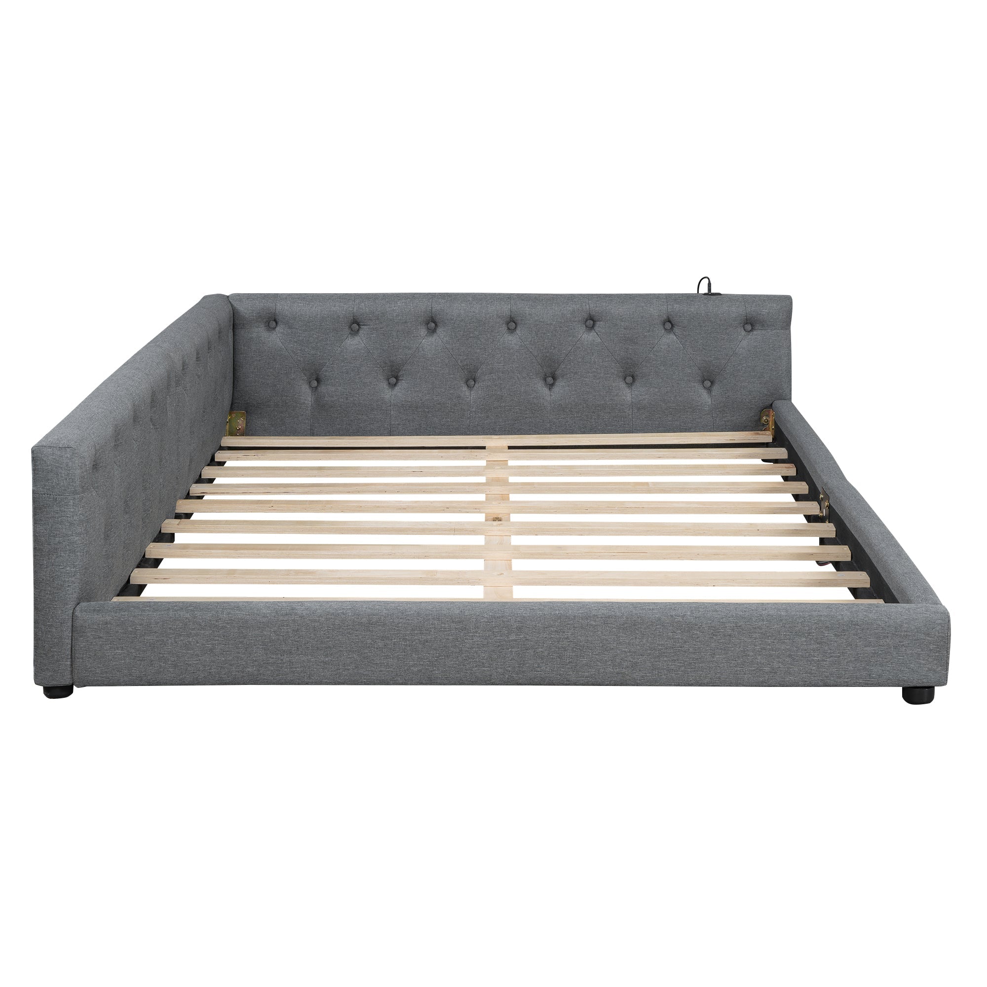 Logidon slaapbank 140x200 grijs met lattenbodem USB TypeC verlichting