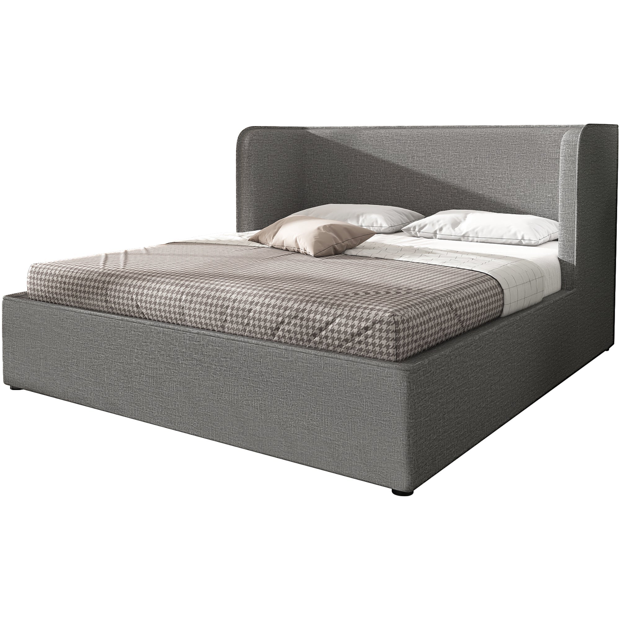 Logidon upholstered bed 160x200 with hydraulic storage space slatted frame gray