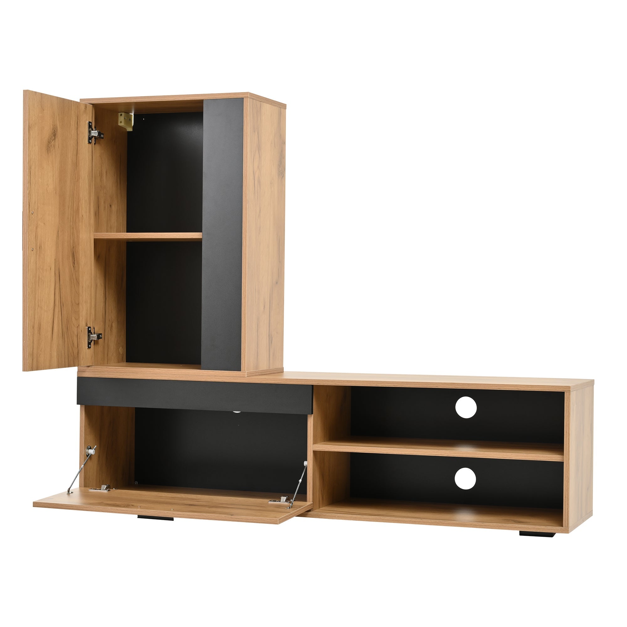 Logidon TV wandmeubelset 140 cm driedelig hout zwart