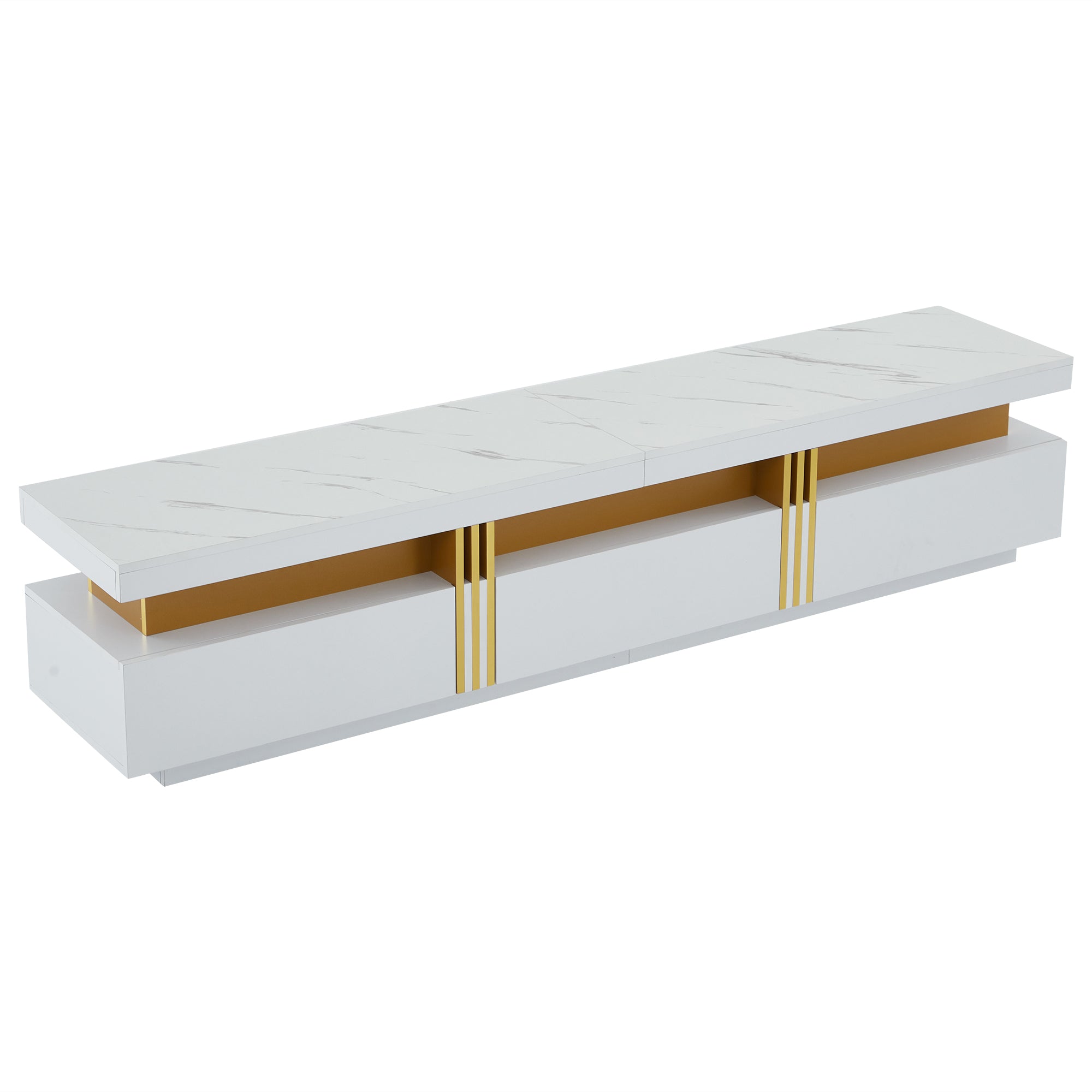 Logidon TV-meubel 200 cm marmerlook drie lades kabelmanagement