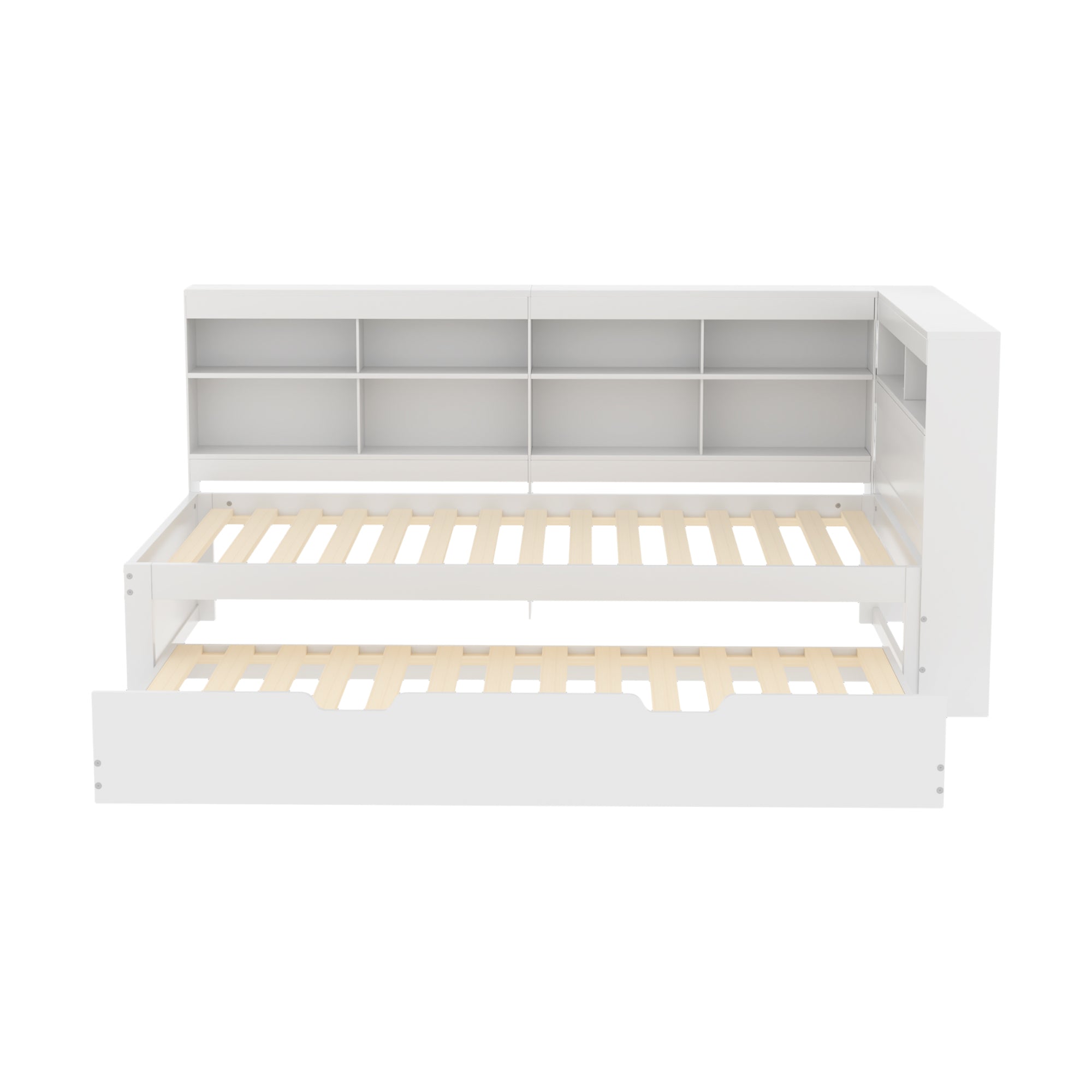 Logidon slaapbank 90x200 uitschuifbaar bed 90x190 USB wit