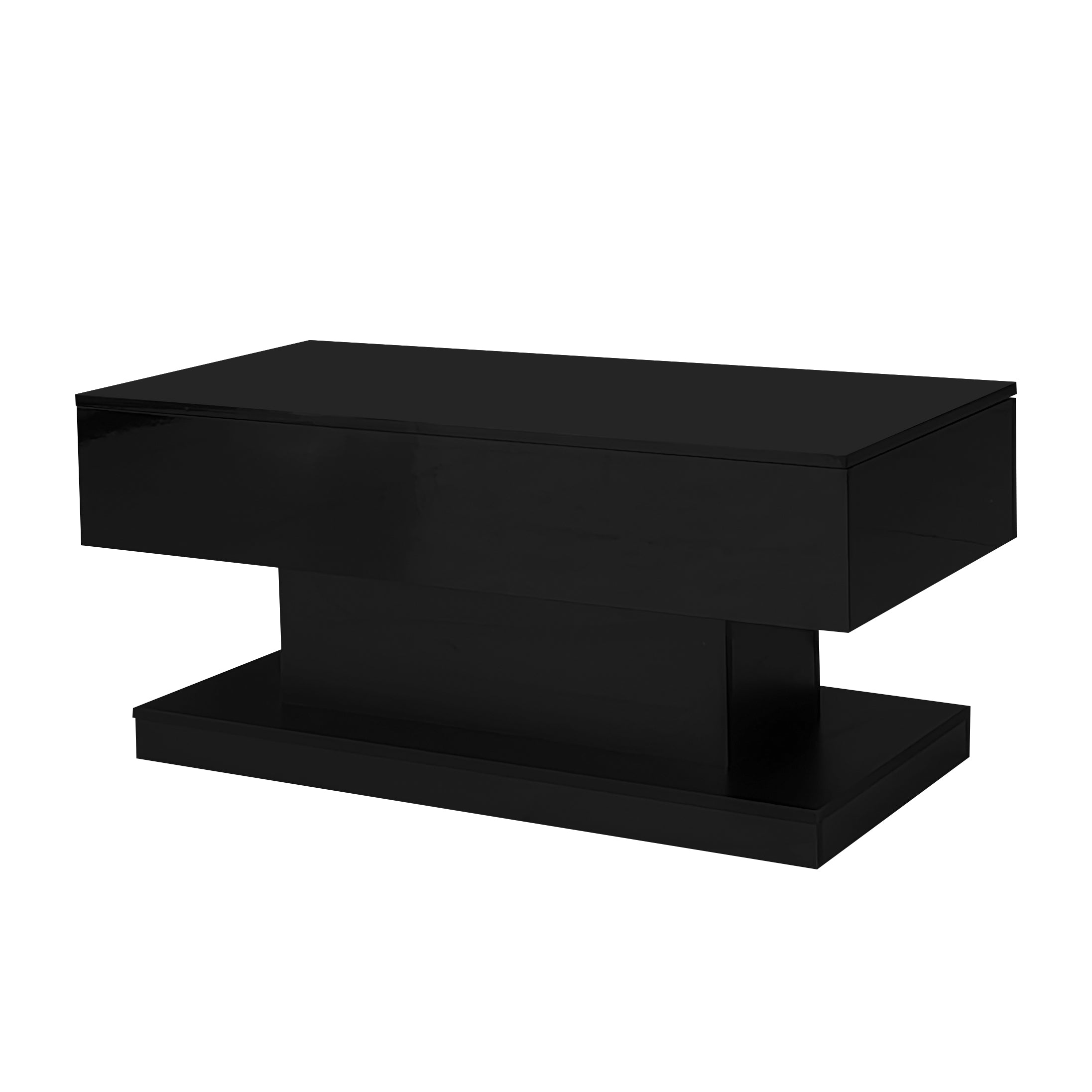 Logidon hoogglans liftsalontafel zwart 100x50x45 cm LED-verlichting