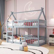 Logidon kinderstapelbed 90x200 grijze loft design trap