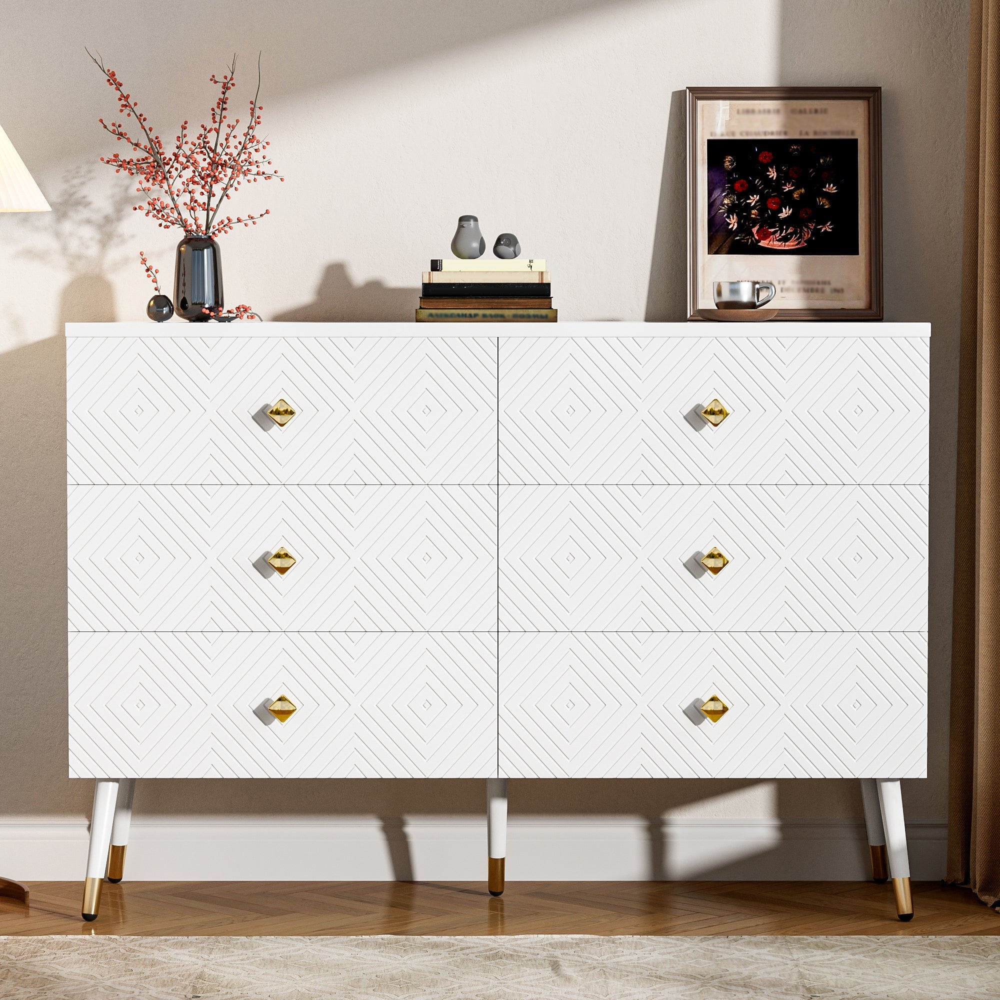 Logidon Moderne ladekast 6 lades 120x40x80 cm wit