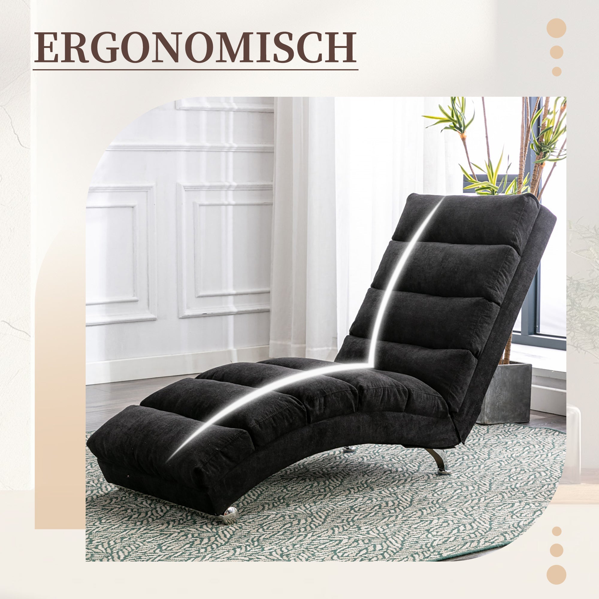 Logidon Elektrische Massage Chaise Longue Zwart met Afstandsbediening