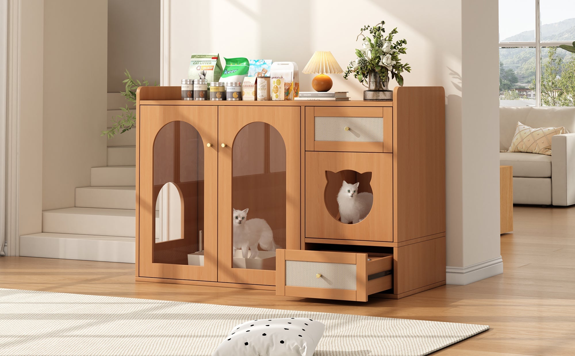 Logidon kattenhuis zijkastje walnoot 120x45x83 cm