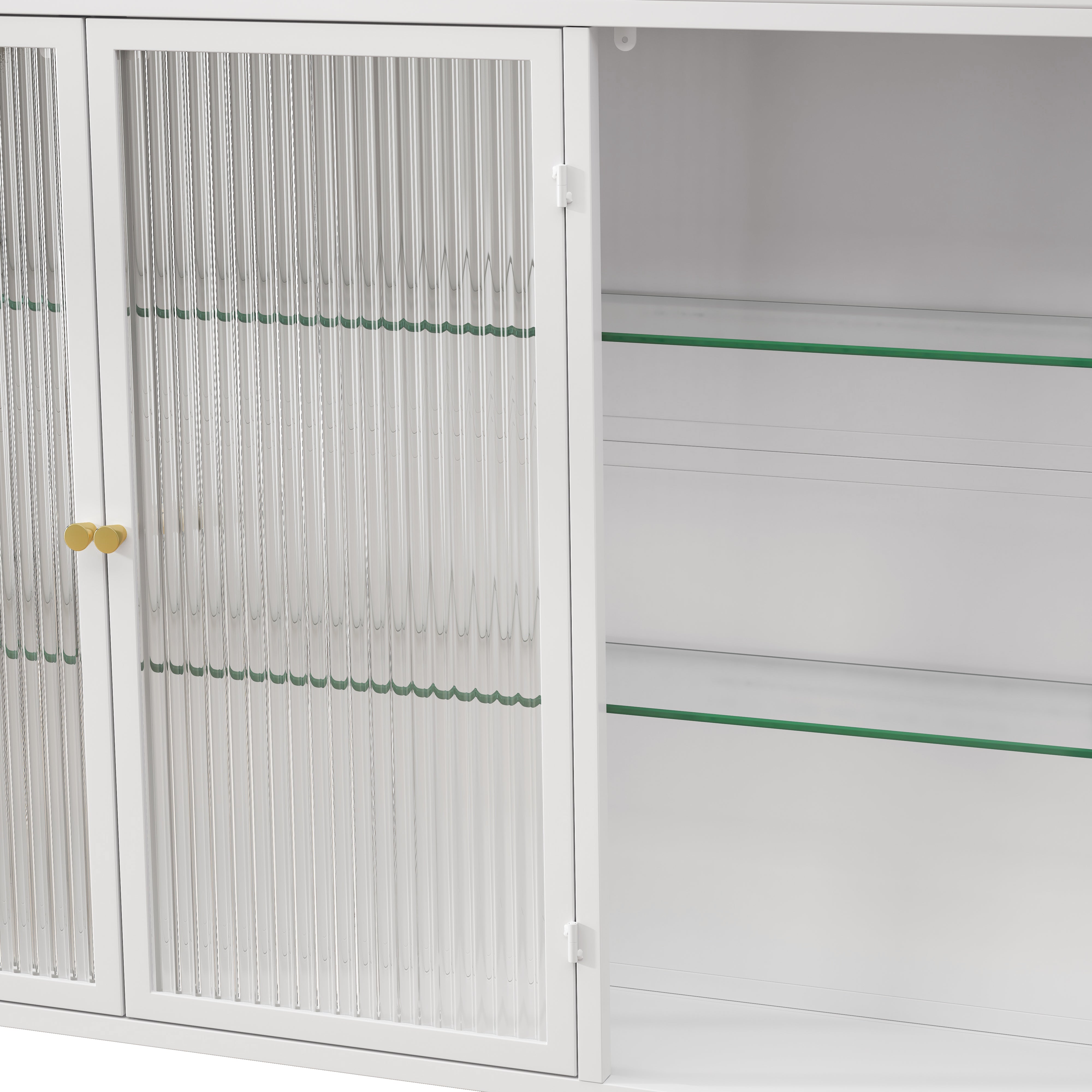 Logidon wandvitrinekast 3 deuren gebogen glas wit 90x20x70 cm