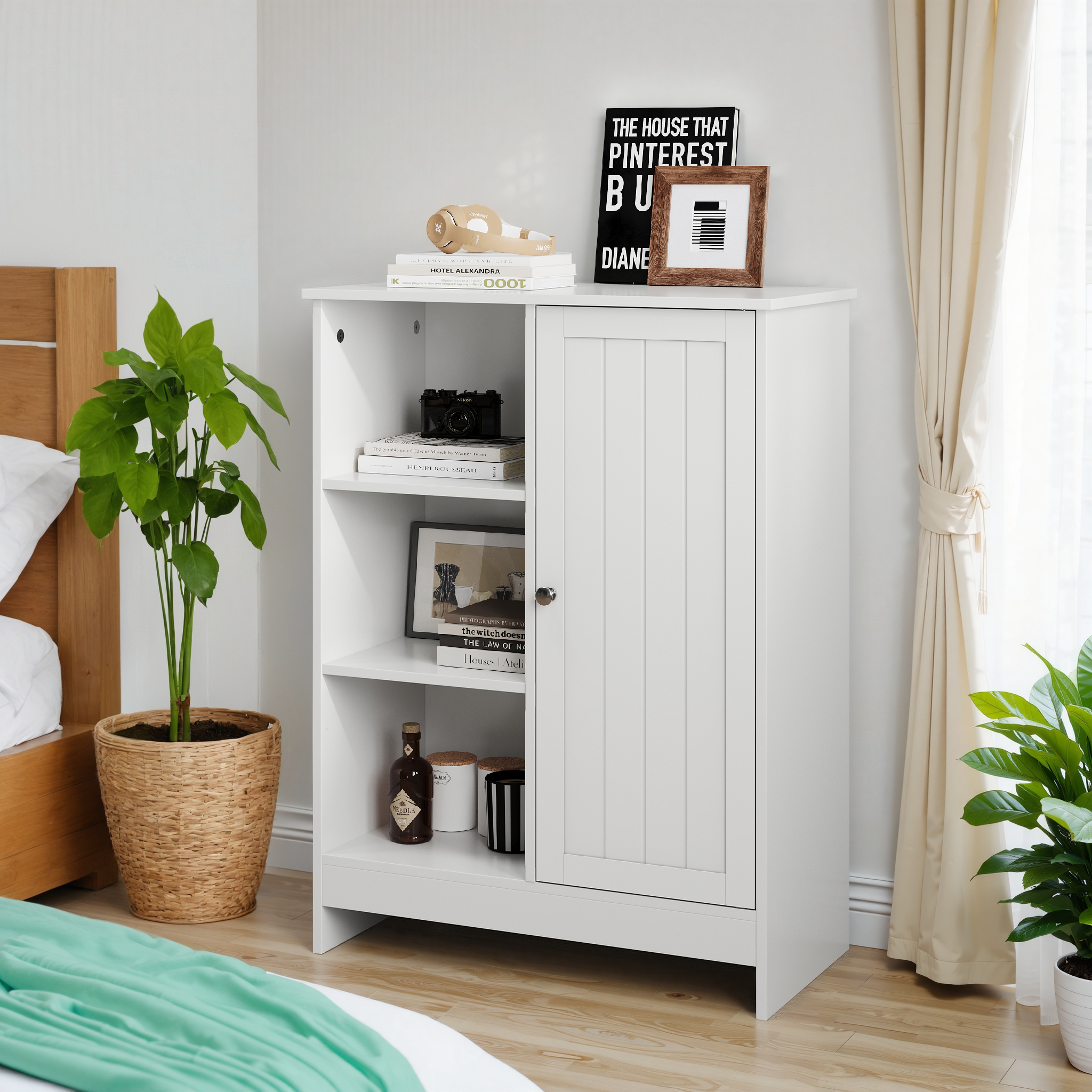 Logidon badkamermeubel wit 60x30x80 cm met 1 deur en 3 vakken