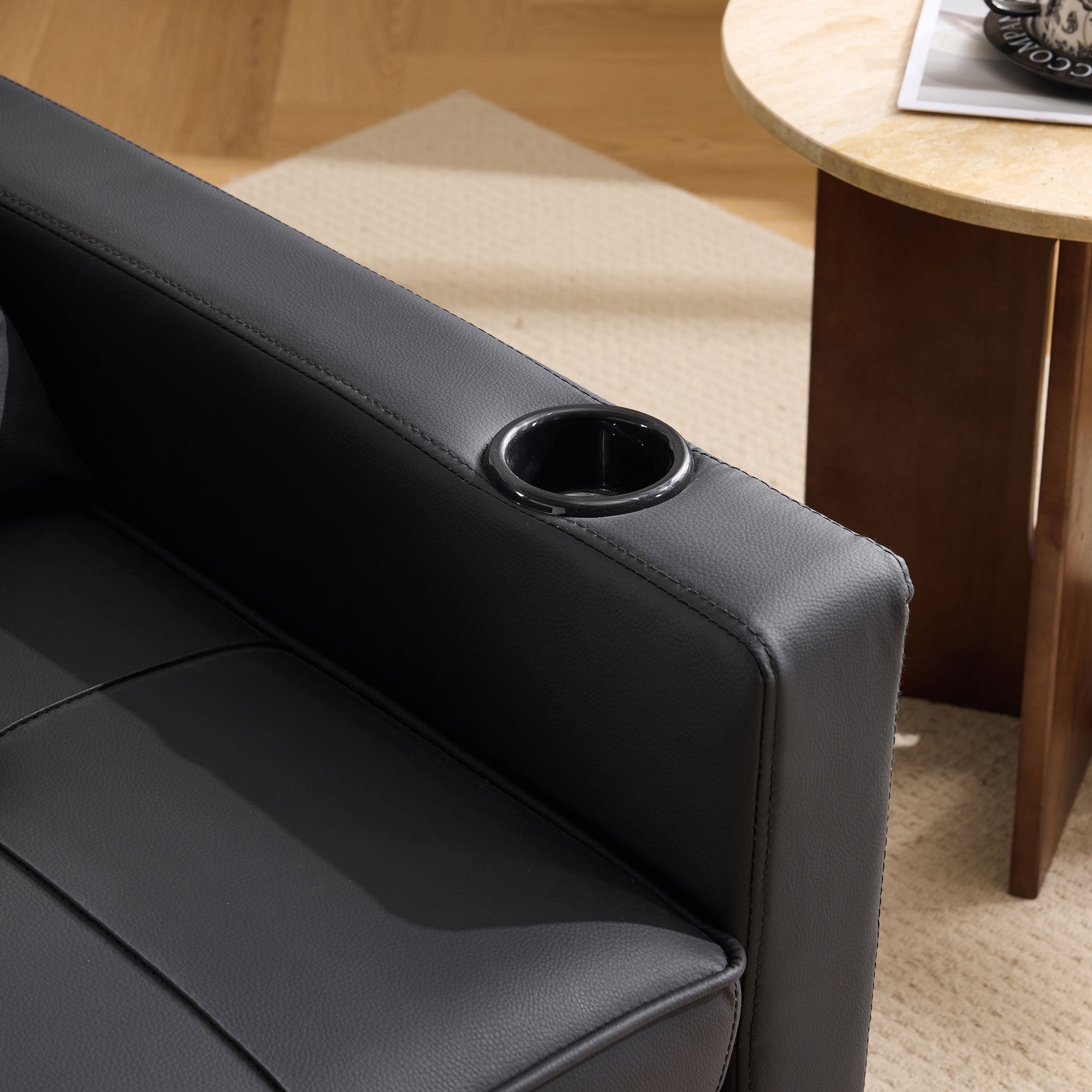 Logidon 3-in-1 uitschuifbare slaapbank, fauteuil, zwarte USB-bekerhouder