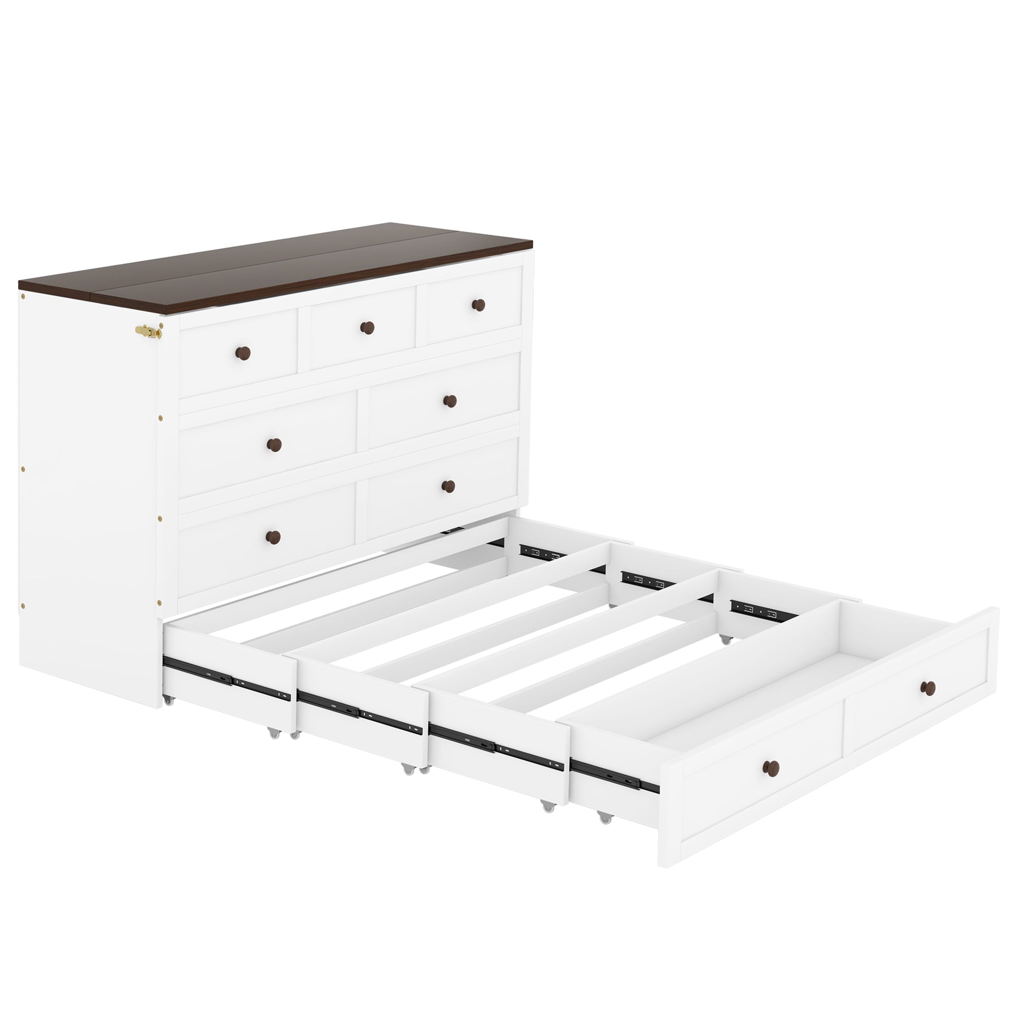 Logidon opklapbed 140x200 wit met USB-laden en hoofdbordplank