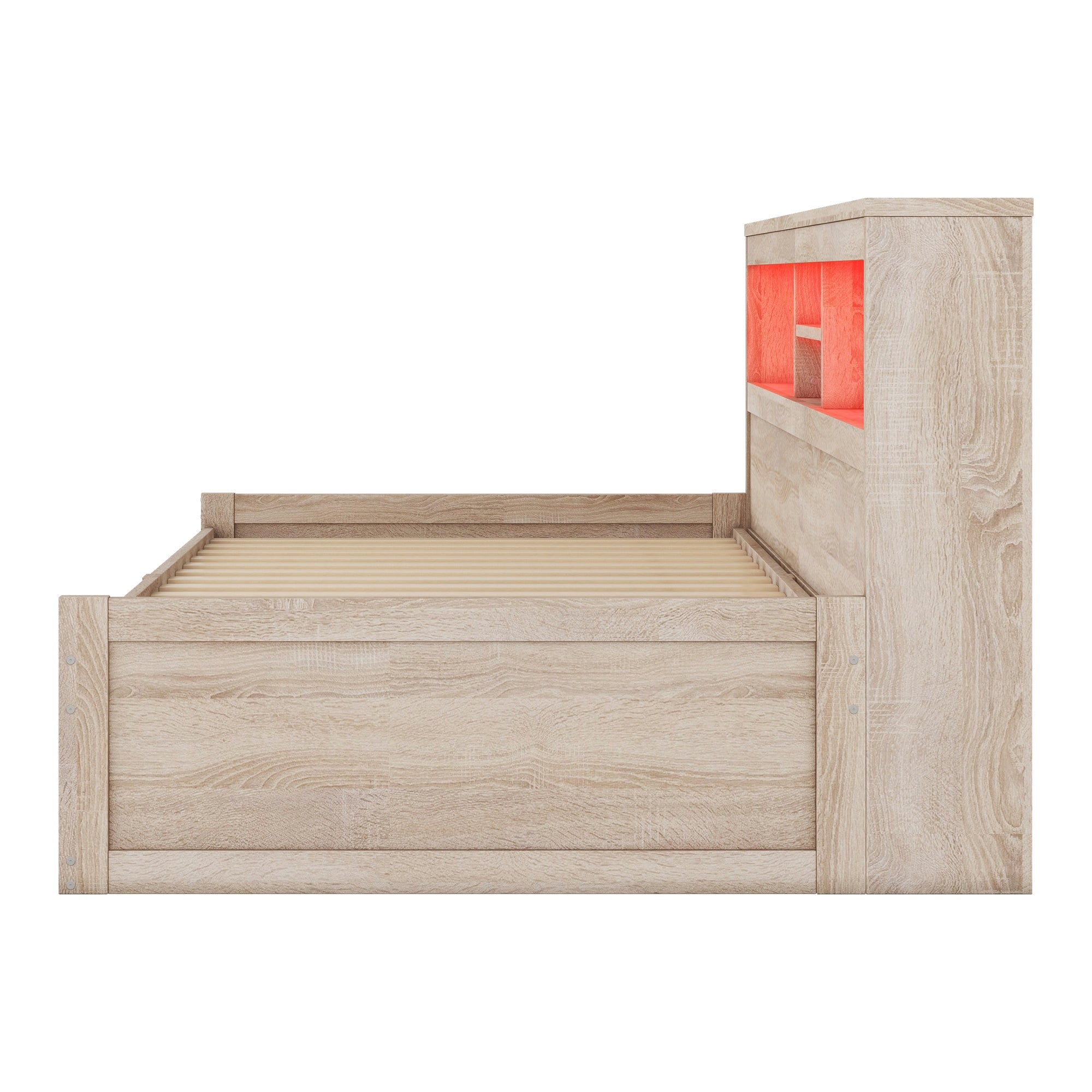 Logidon Daybed 90x200cm slaapbank met sfeerverlichting USB naturel