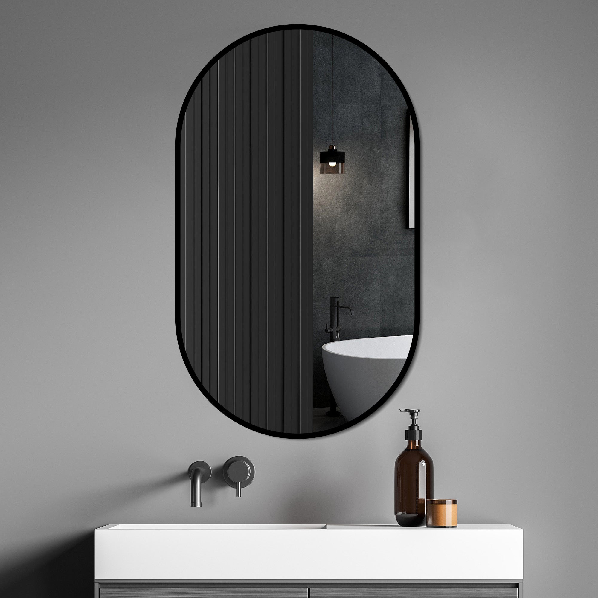 Logidon bathroom mirror 50x80cm oval silver explosion-proof glass