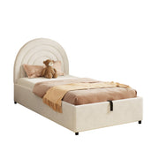 Logidon gestoffeerd bed 90x200 beige fluweel met lattenbodem