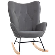 Logidon Schommelstoel Donkergrijs Fluweelachtig Polyester Stalen Frame