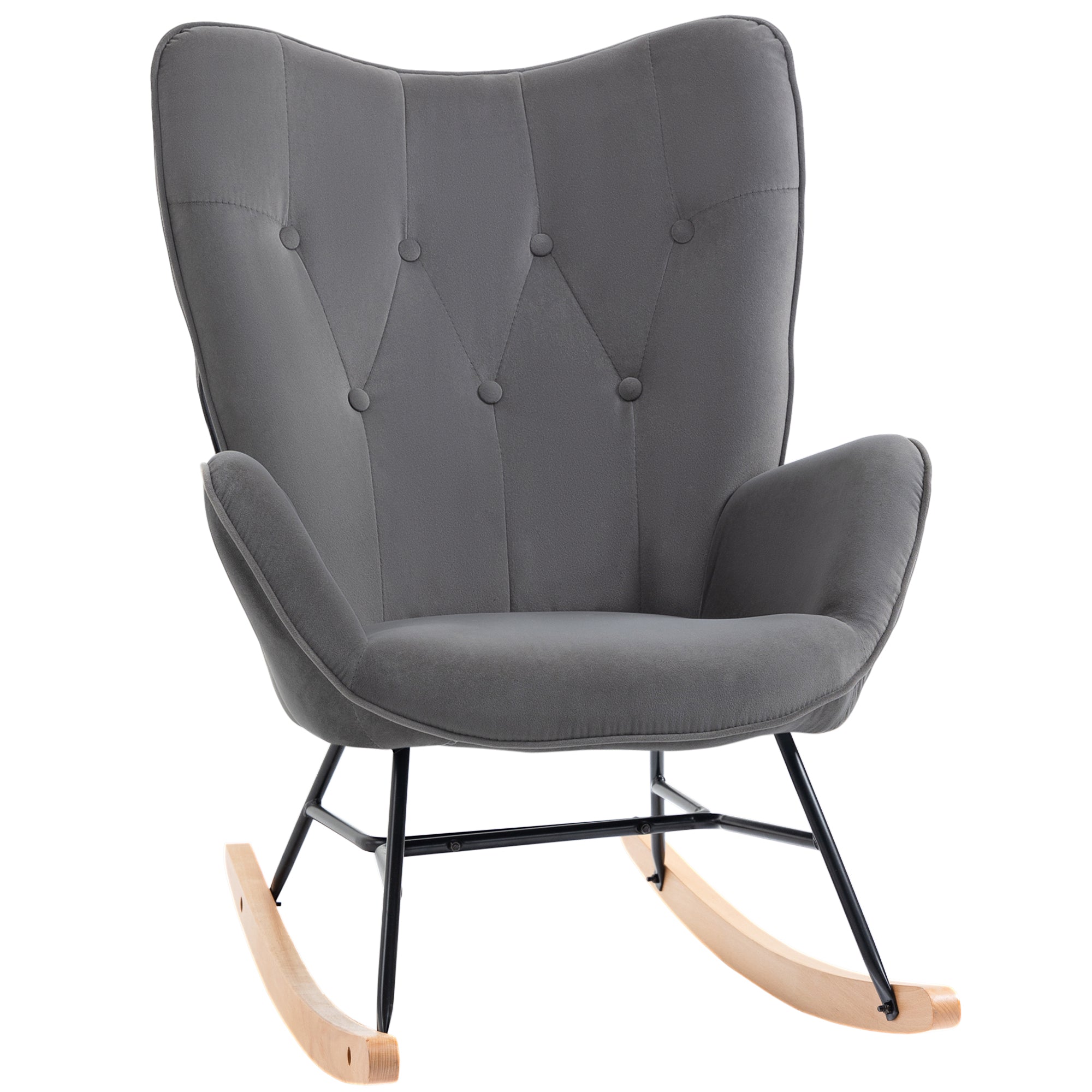 Logidon Schommelstoel Donkergrijs Fluweelachtig Polyester Stalen Frame