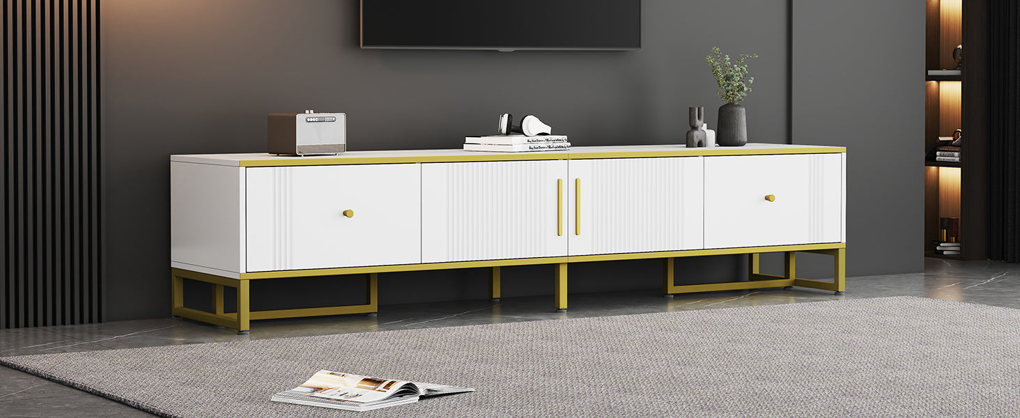 Logidon Elegant Wit TV-meubel 180x40x40 cm Gouden Trim