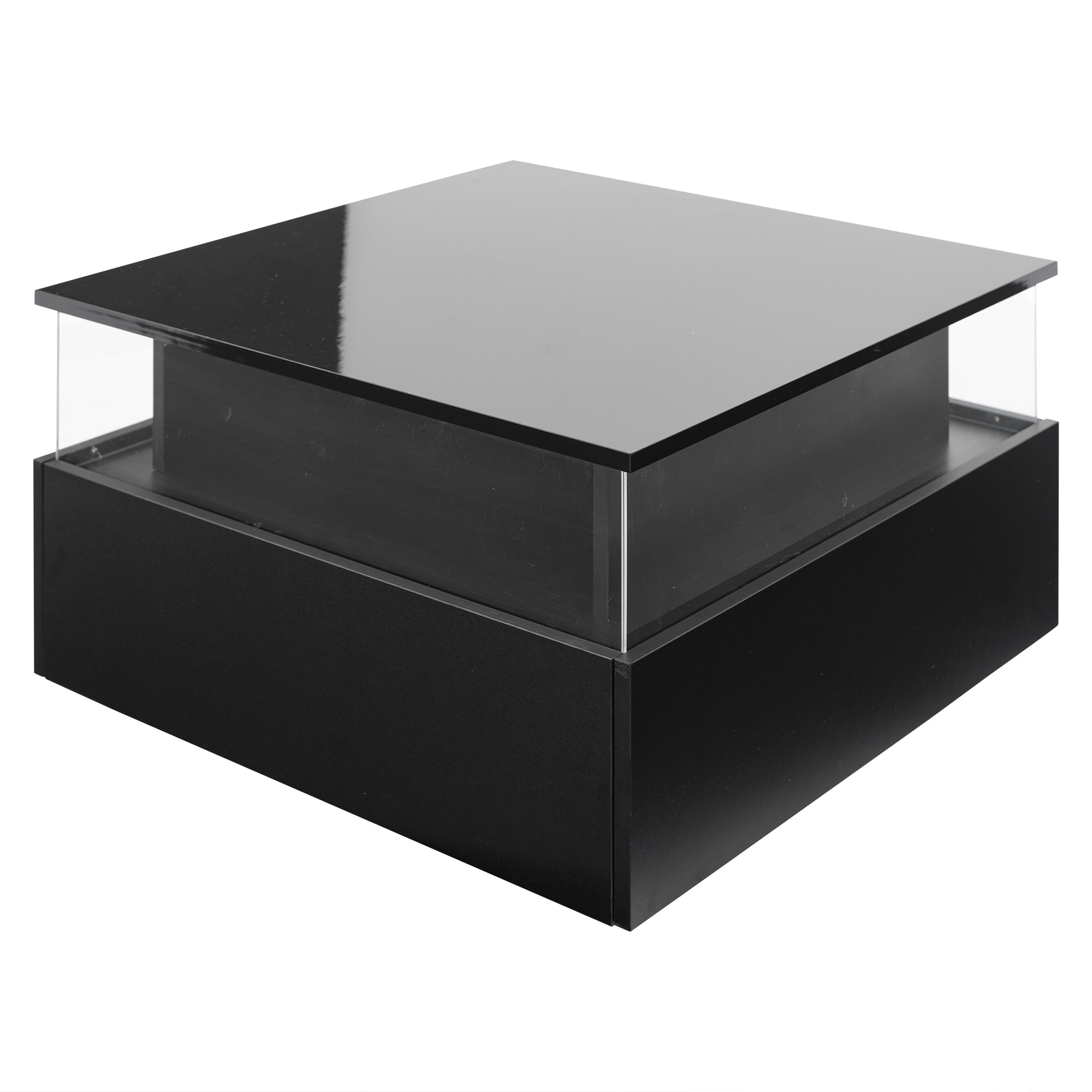 Logidon hoogglans LED salontafel 90x55x45 cm zwart 2 lades