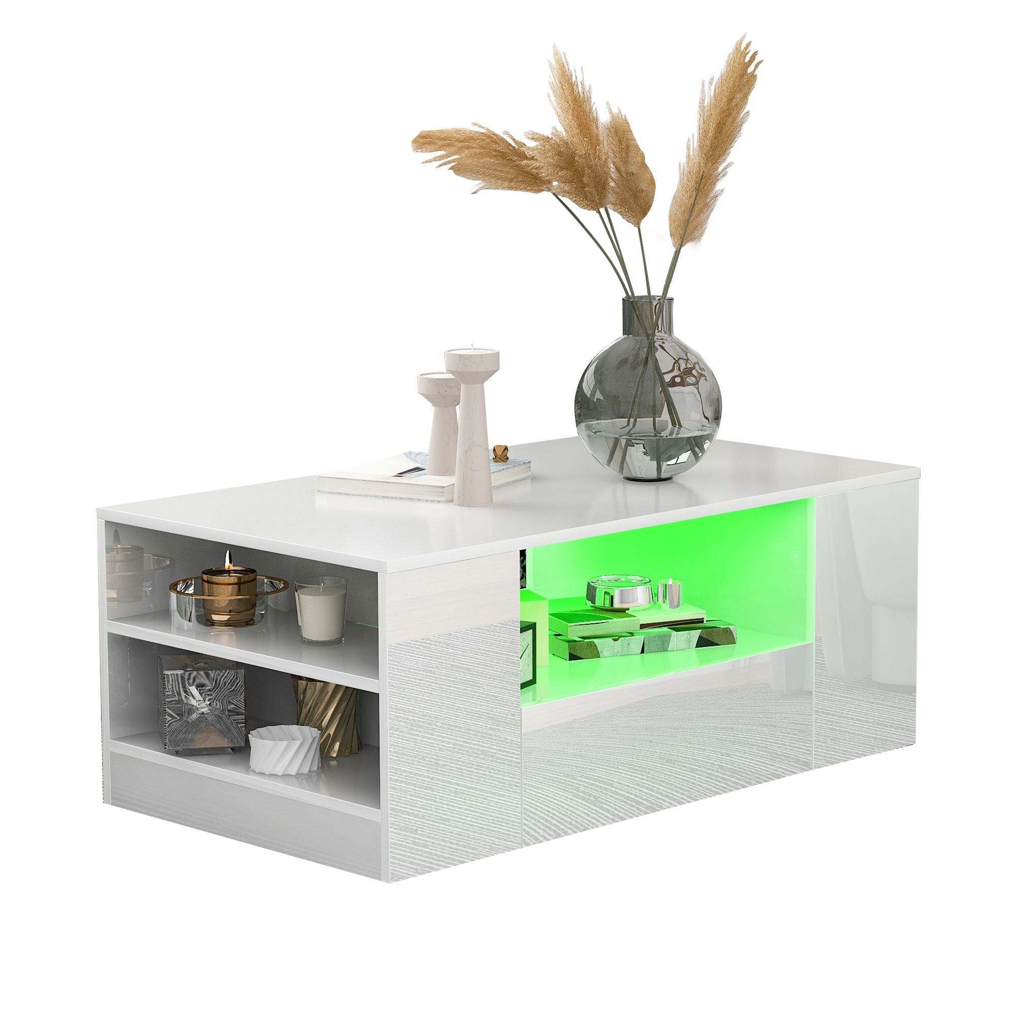 Logidon Moderne hoogglans salontafel wit 95x53x37 cm 2 lades