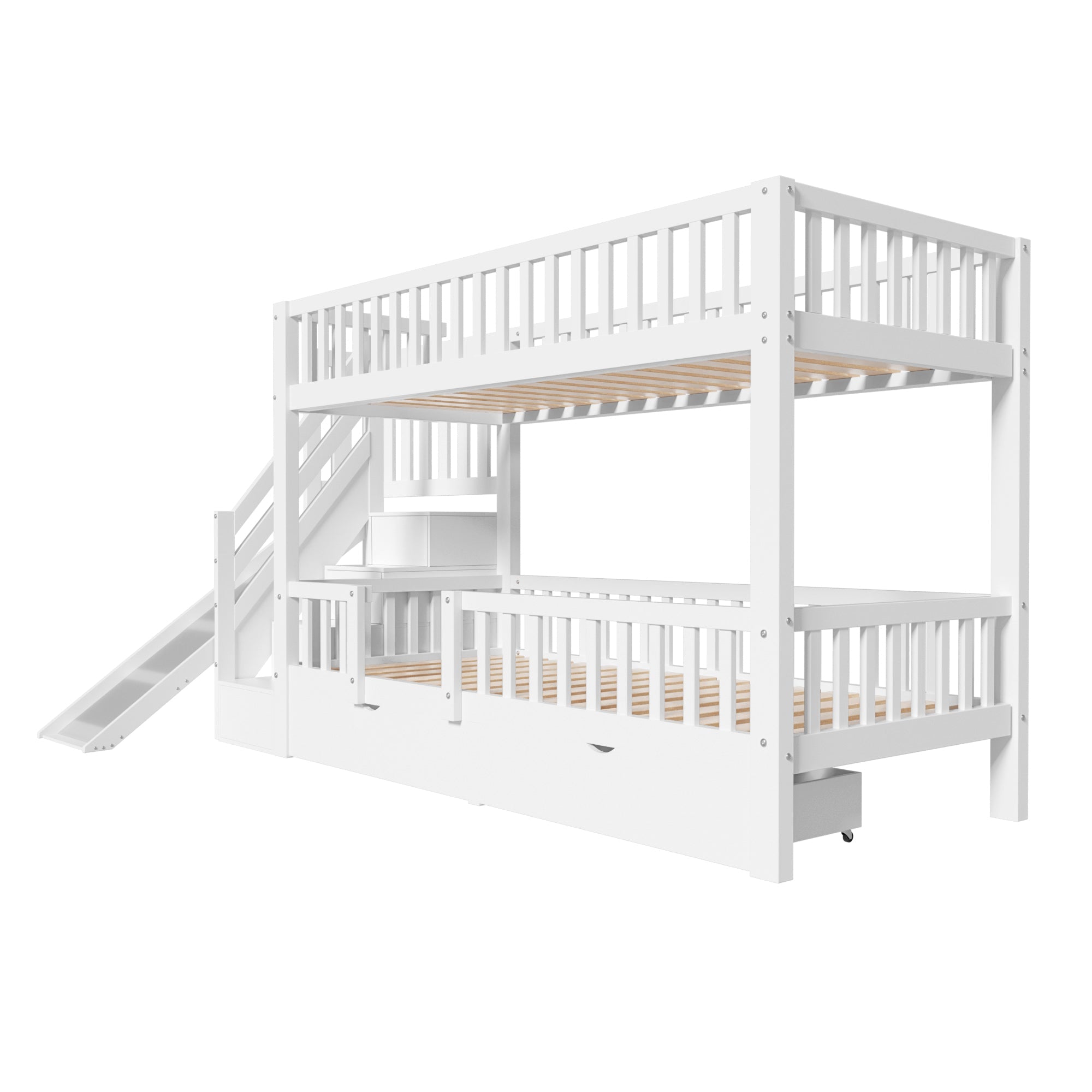 Logidon kinderstapelbed wit 90x200 cm met glijbaan en trap