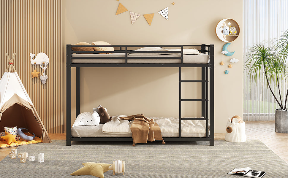 Logidon Bunk Bed Metal 90x200 Black Classic Shape Children's Bed