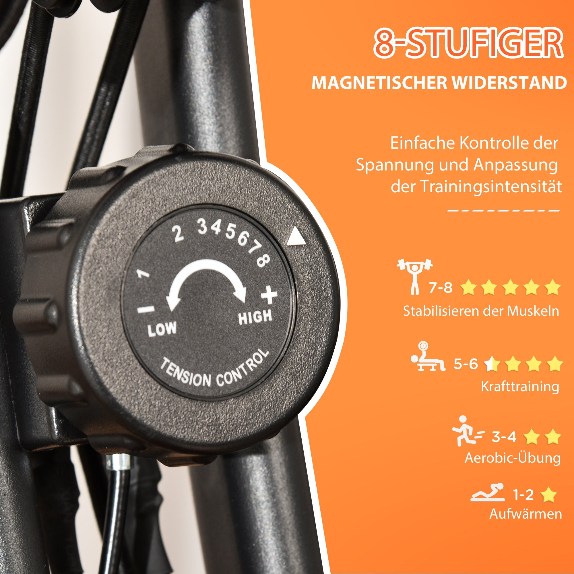 Logidon 2-in-1 hometrainer rood LCD-display Magnetische weerstand met 8 niveaus