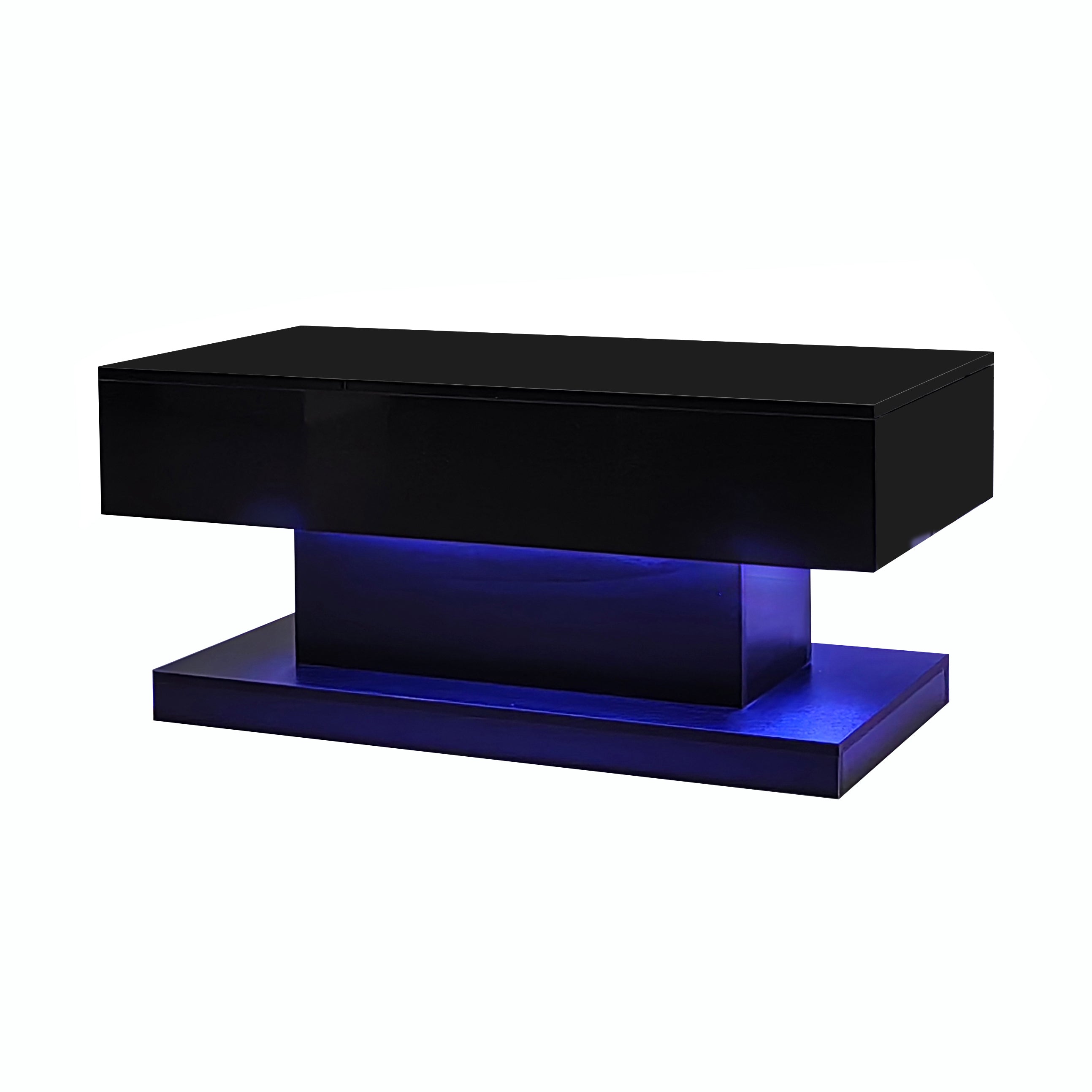 Logidon hoogglans liftsalontafel zwart 100x50x45 cm LED-verlichting