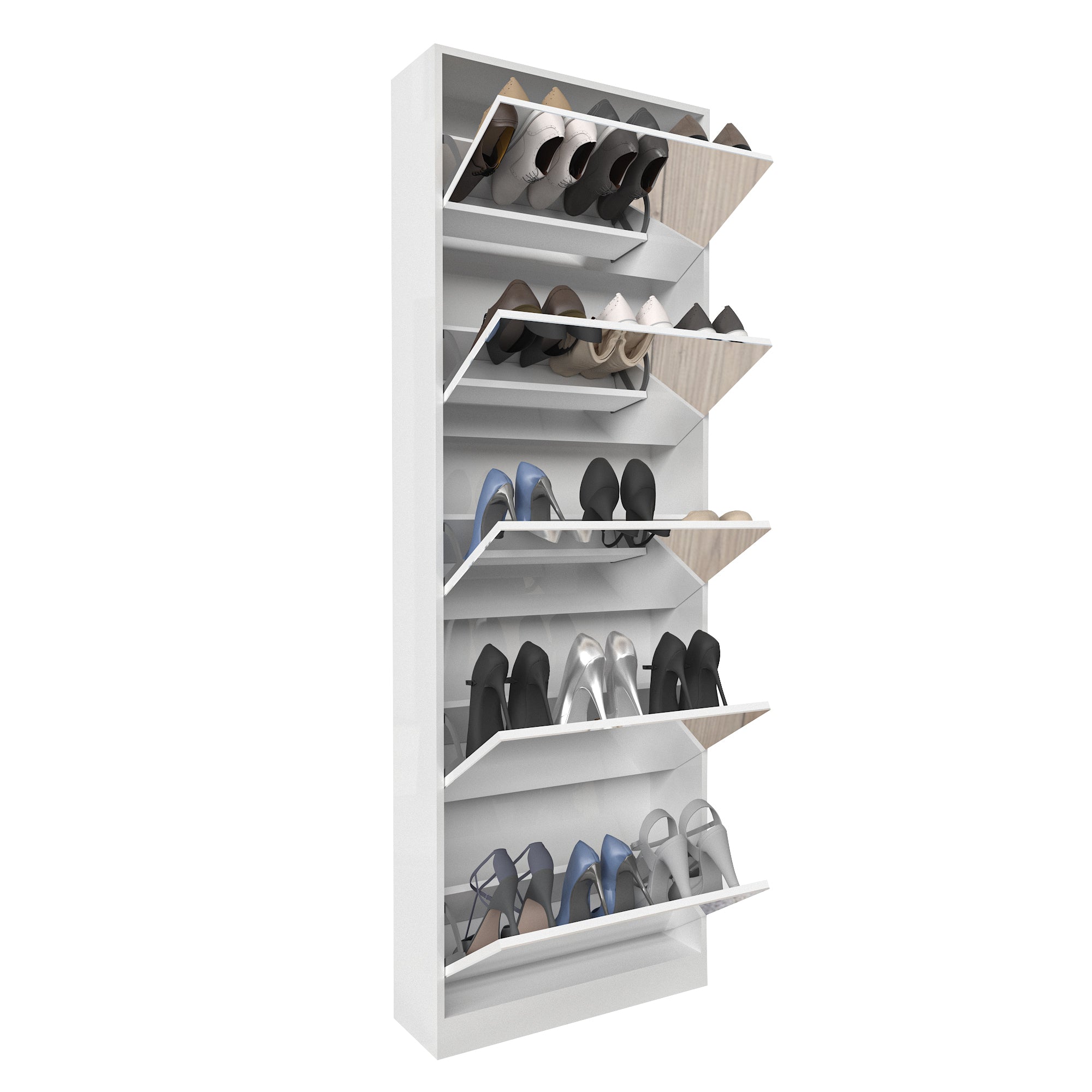 Logidon Schoenenkast met Spiegel Modern Smal 185 cm Wit
