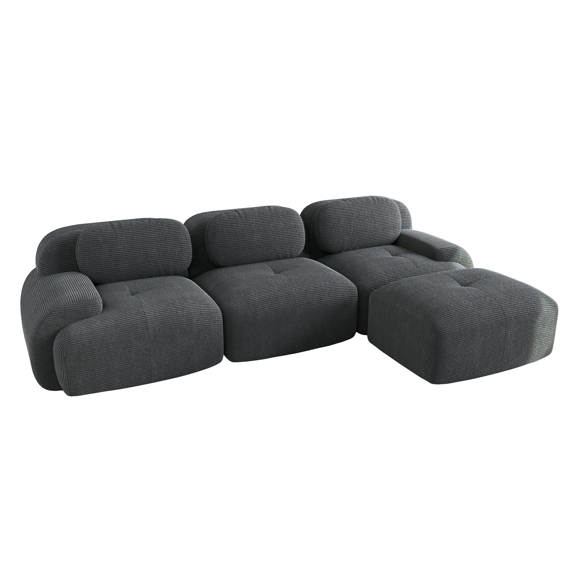 Logidon Modular Corner Sofa Gray No Assembly 3 Seater Armrests