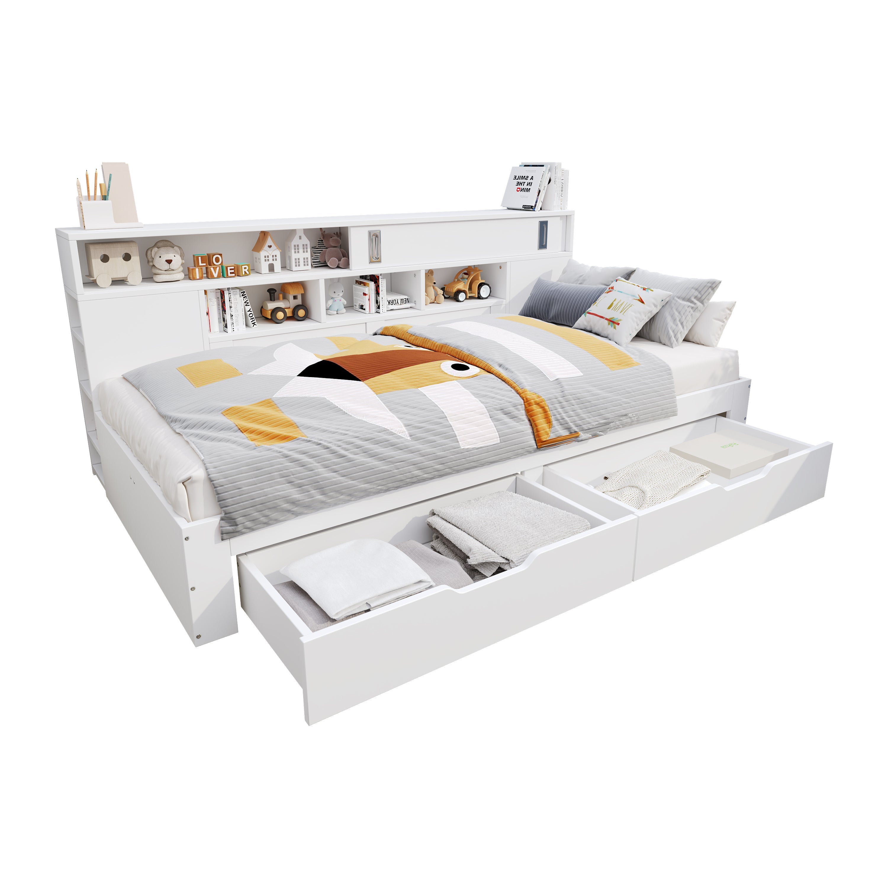 Logidon Daybed 140x190 Wit met lades en opbergruimte